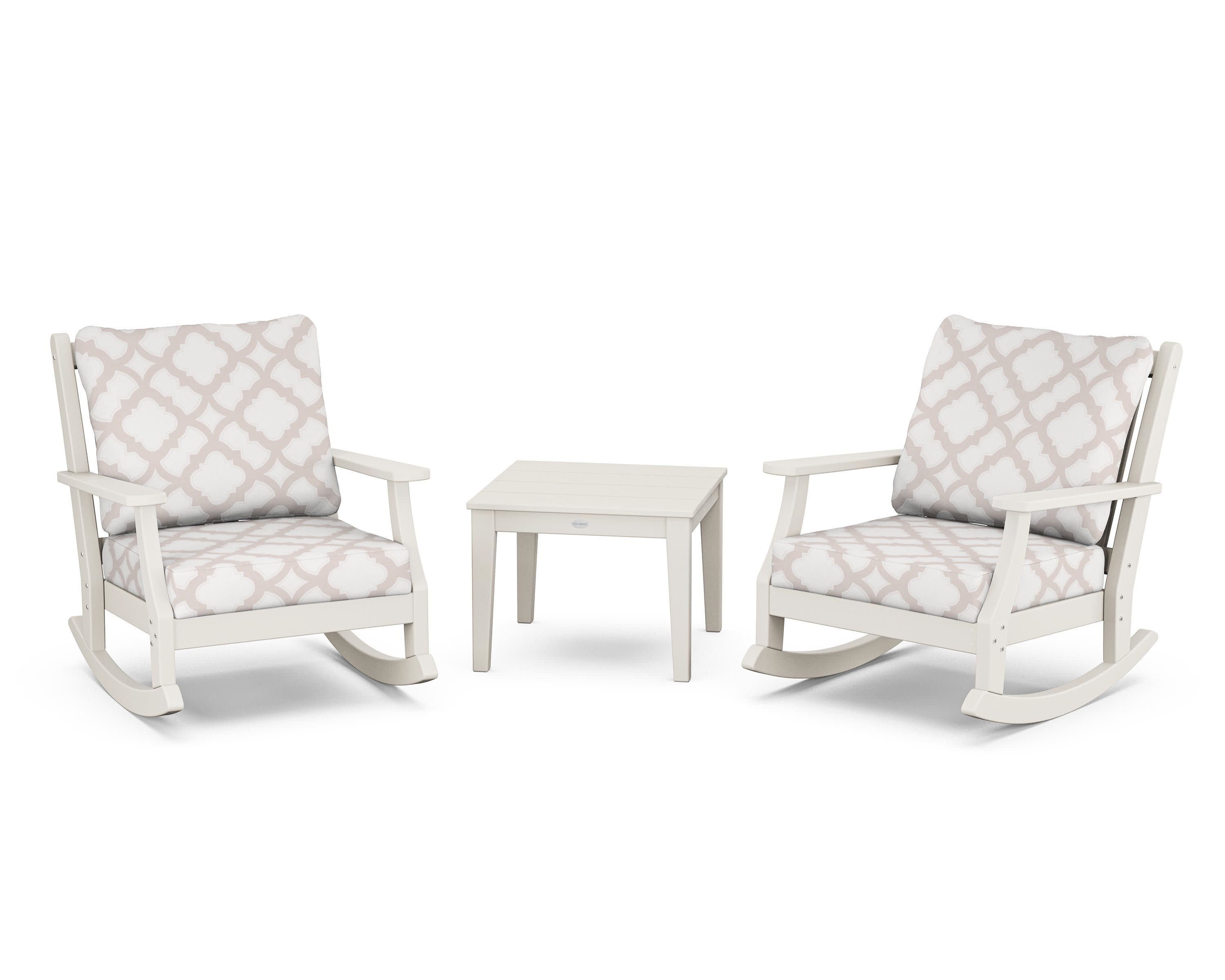 Wovendale 3-Piece Deep Seating Rocker Set in Sand / Trellis Dune Burlap