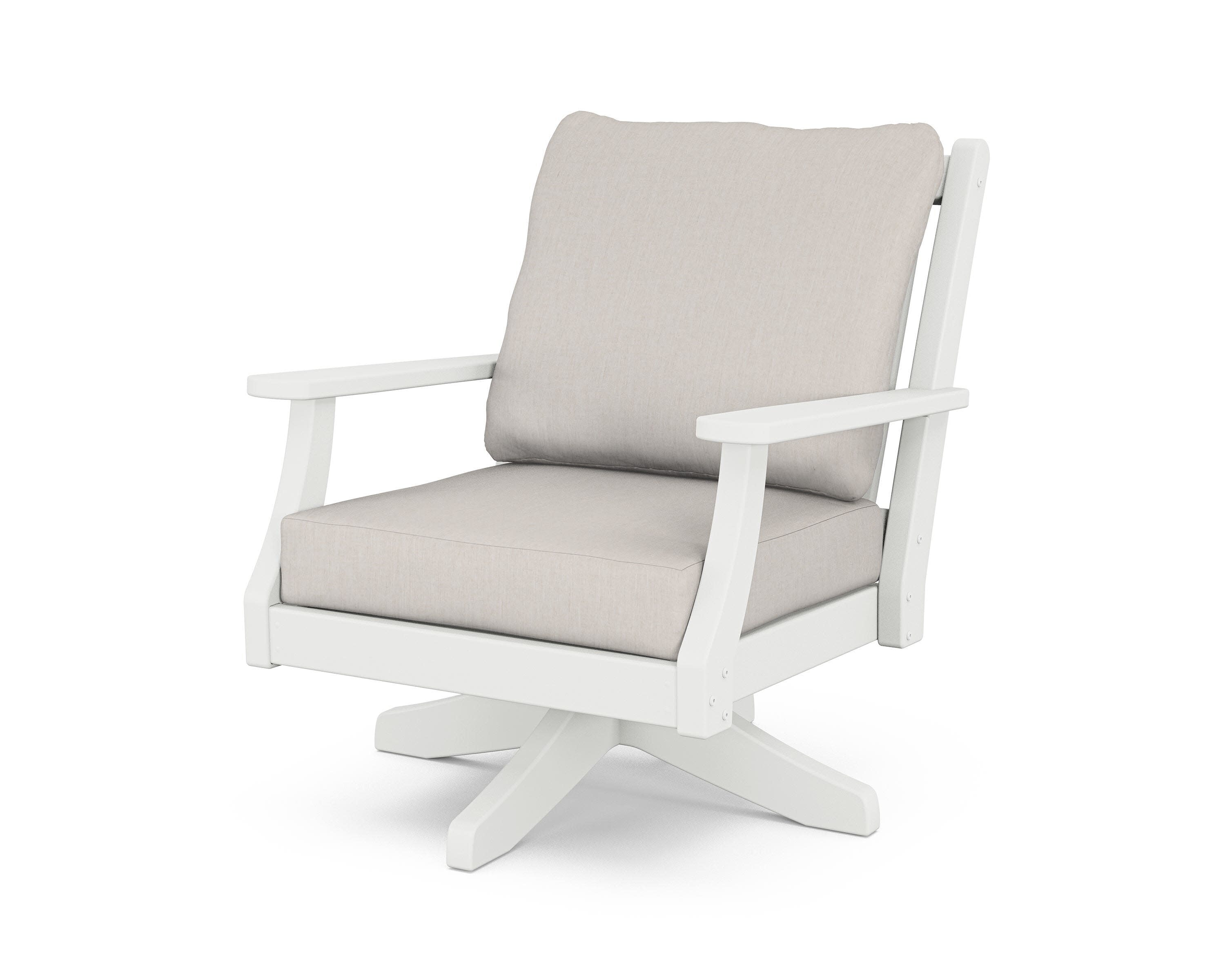 Wovendale Deep Seating Swivel Chair in White / Cast Ash