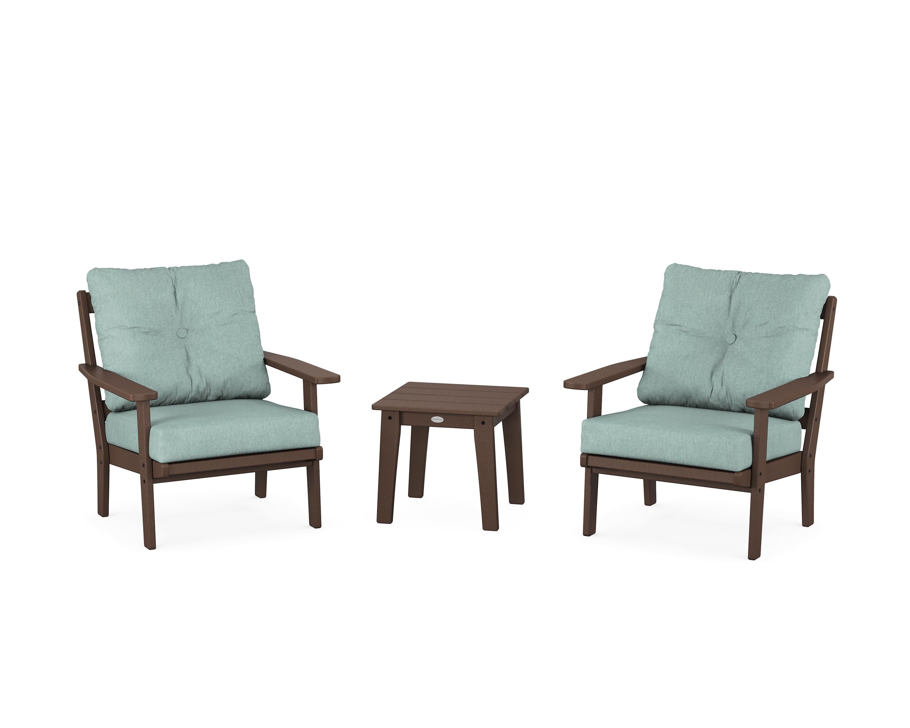 Prairie 3-Piece Deep Seating Set in Mahogany / Glacier Spa