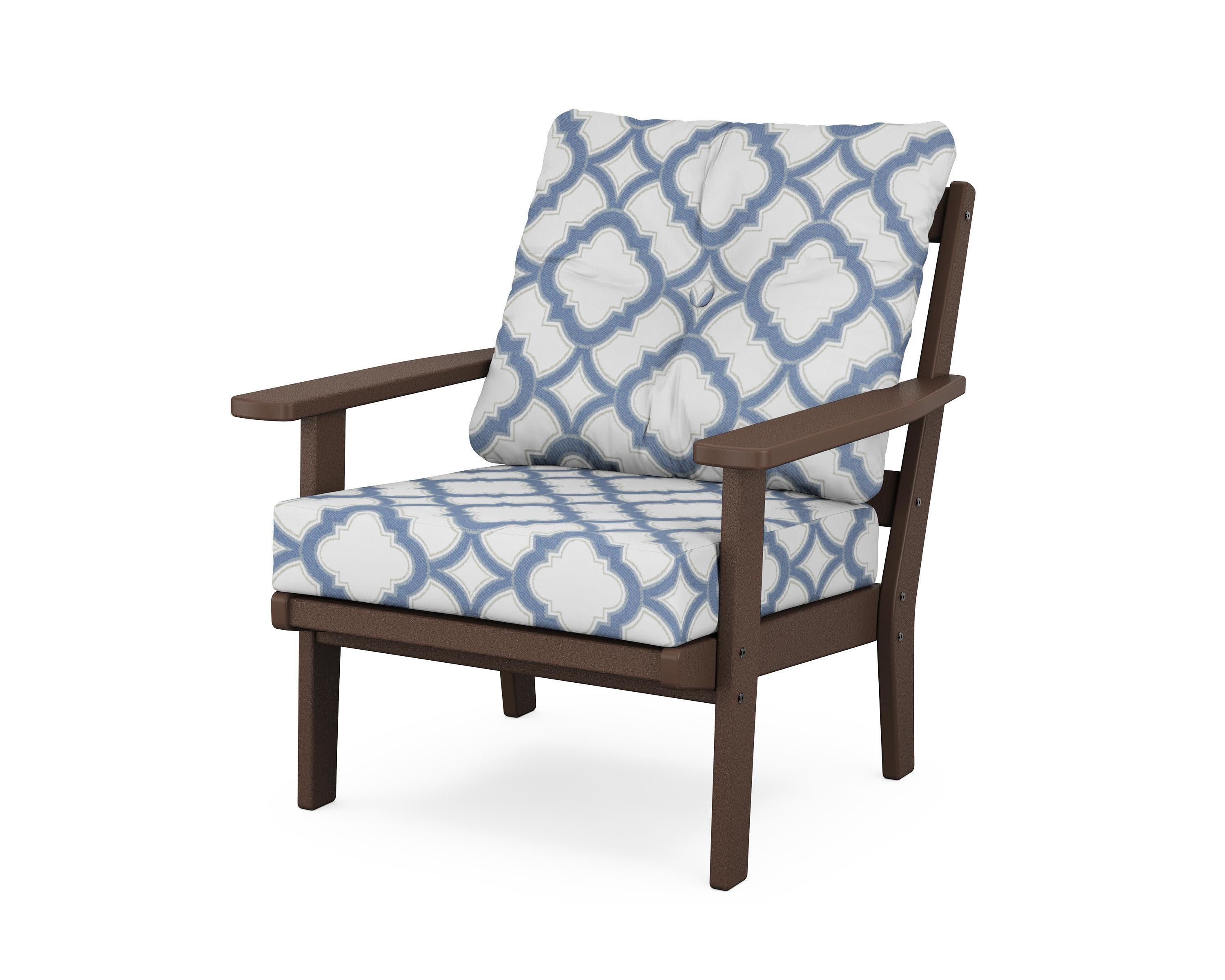 Prairie Deep Seating Chair in Mahogany / Trellis Sky Blue
