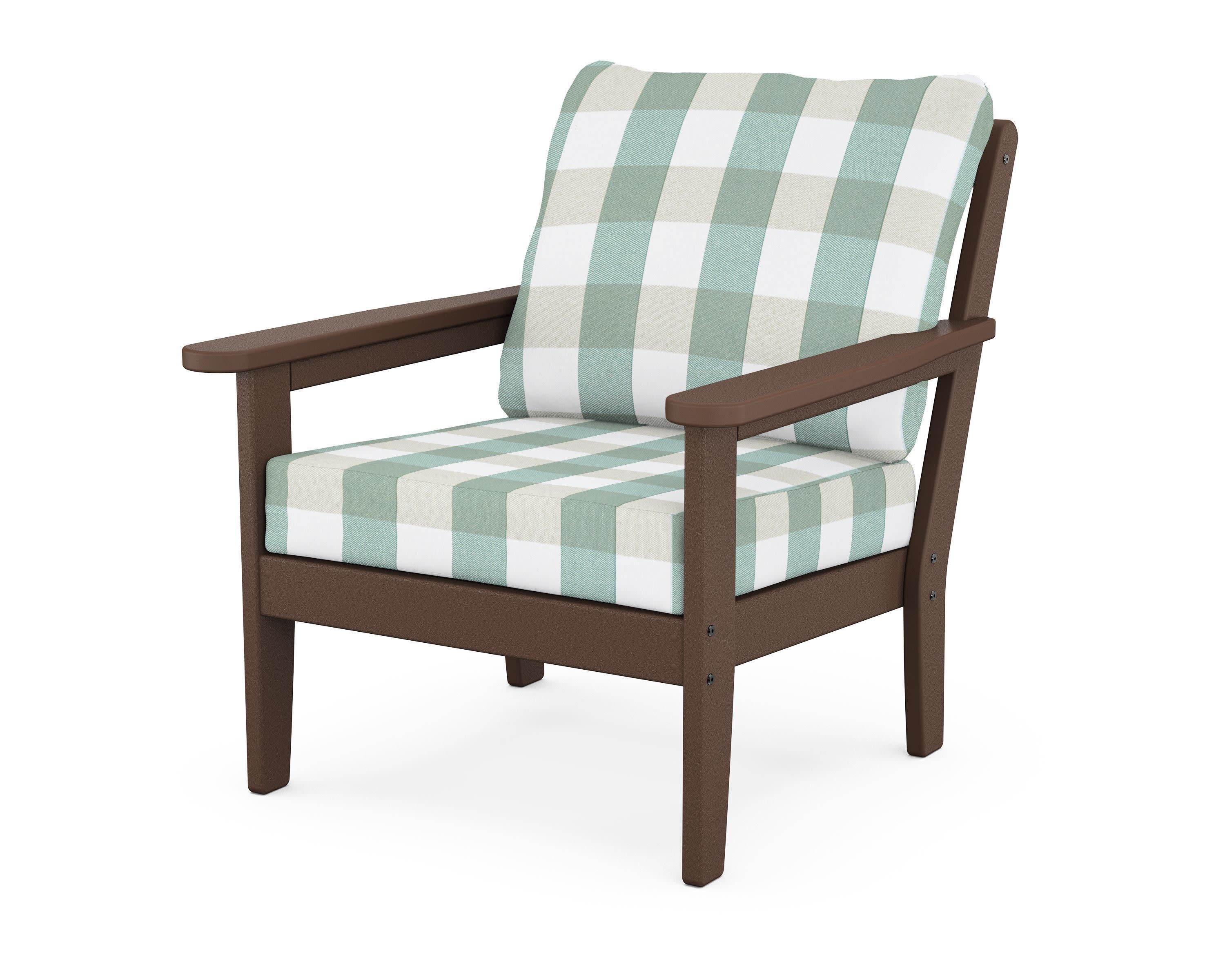 Cottage Deep Seating Chair in Mahogany / Buffalo Plaid Glacier Spa