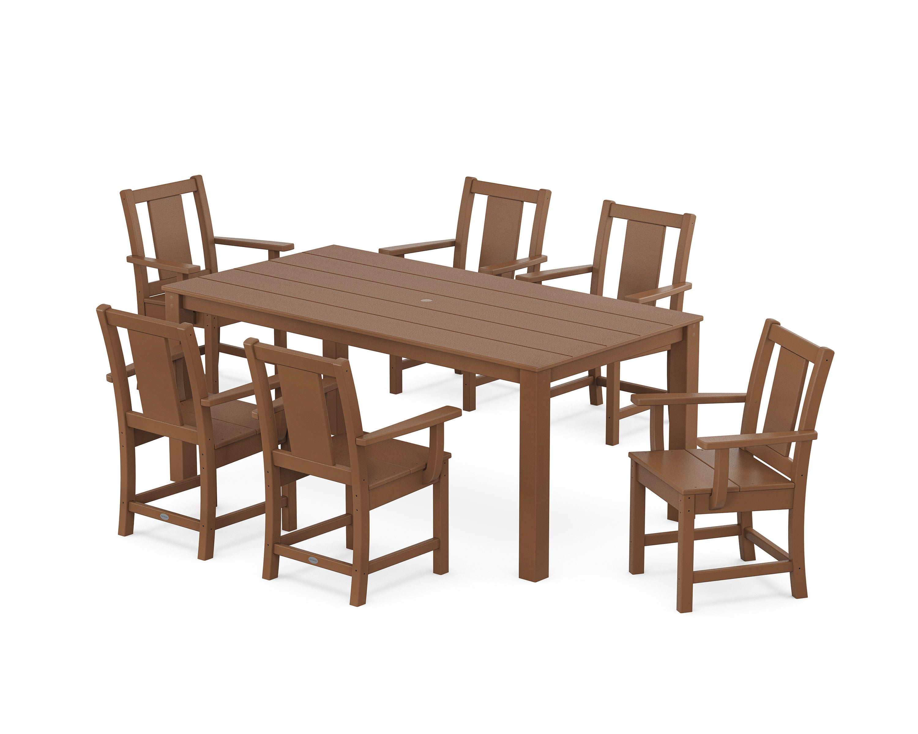 Prairie Arm Chair 7-Piece Parsons Dining Set in Teak