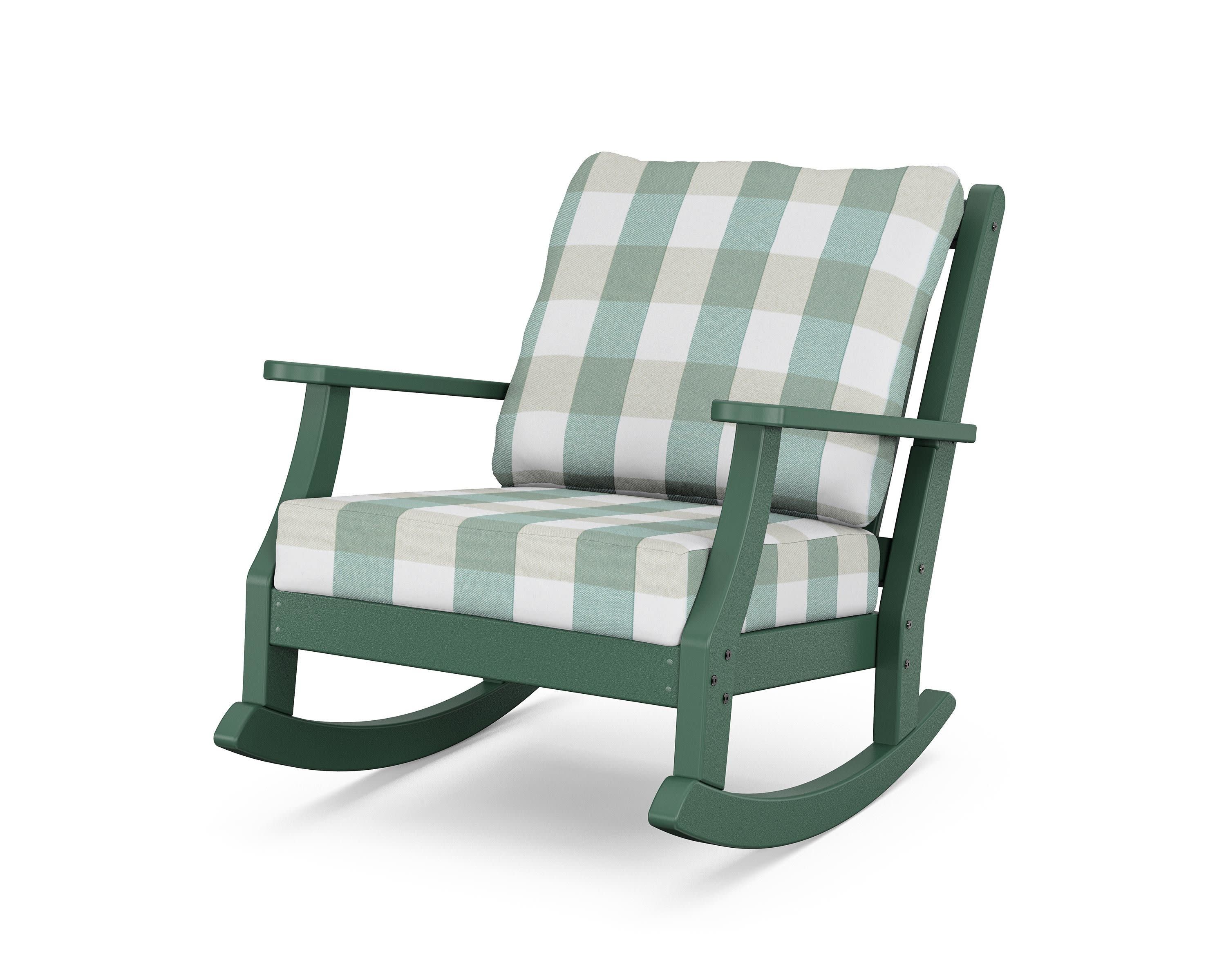 Wovendale Deep Seating Rocking Chair in Green / Buffalo Plaid Glacier Spa
