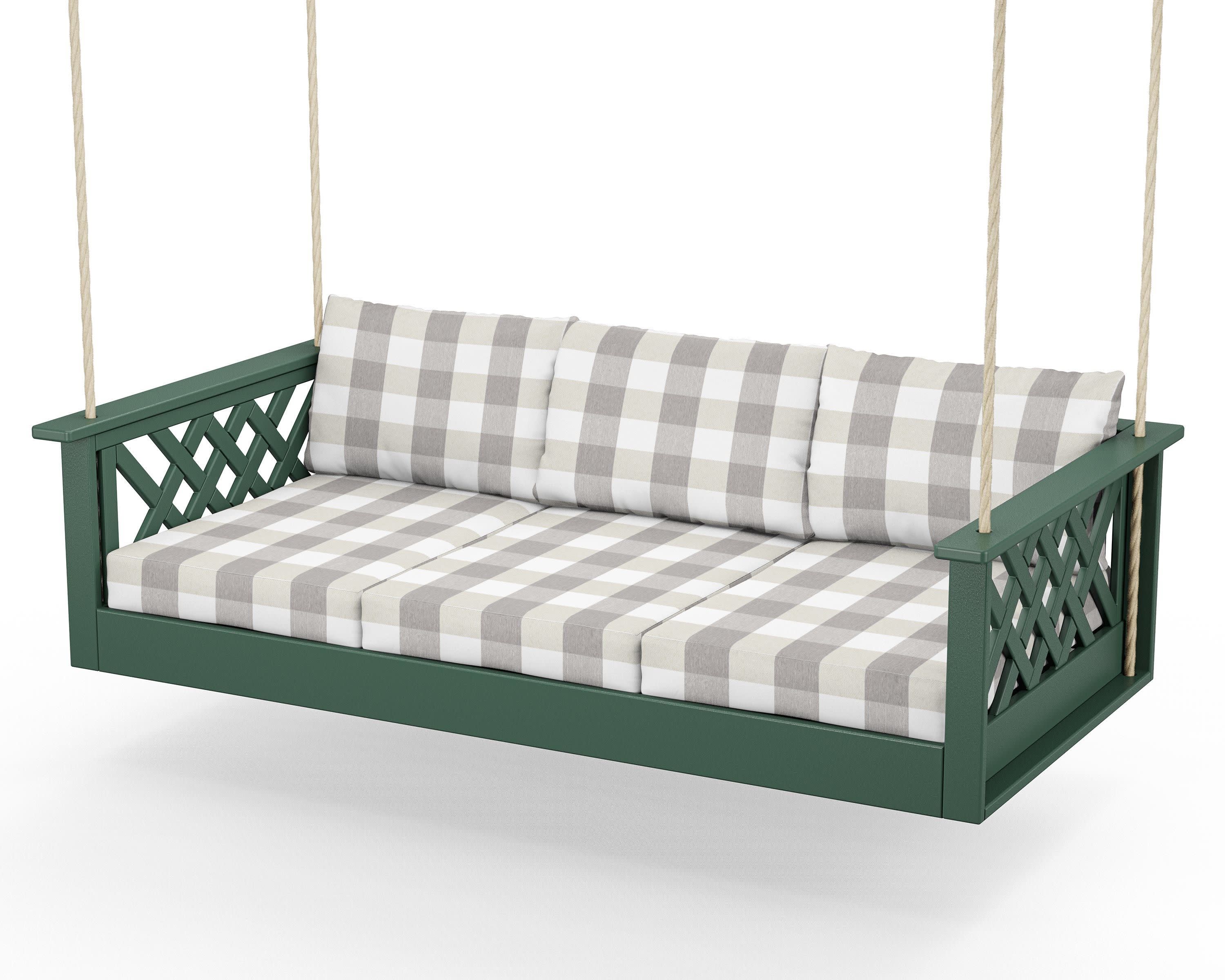 Wovendale Daybed Swing in Green / Buffalo Plaid Grey Mist