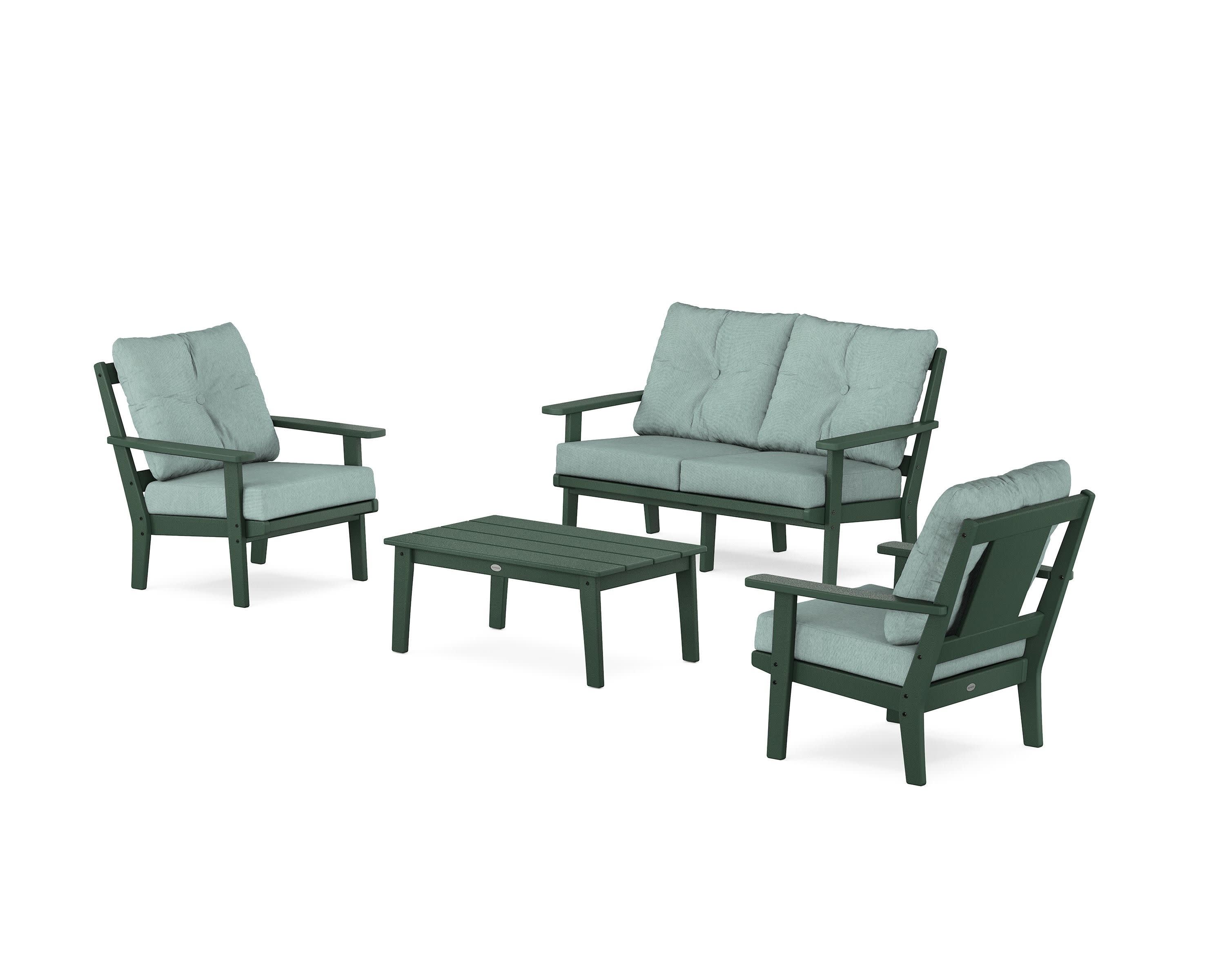 Prairie 4-Piece Deep Seating Set with Loveseat in Green / Glacier Spa