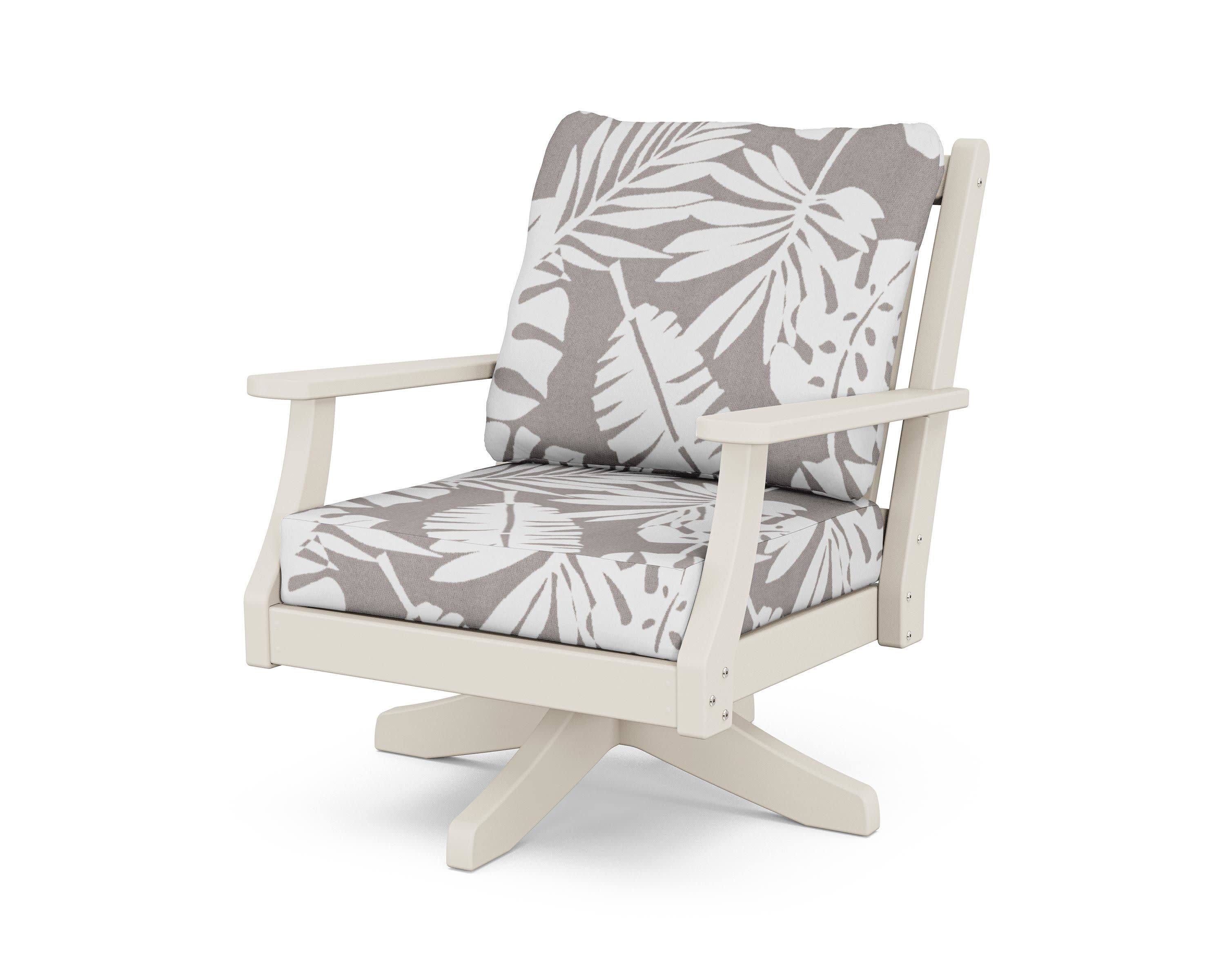 Wovendale Deep Seating Swivel Chair in Sand / Leaf Grey Mist