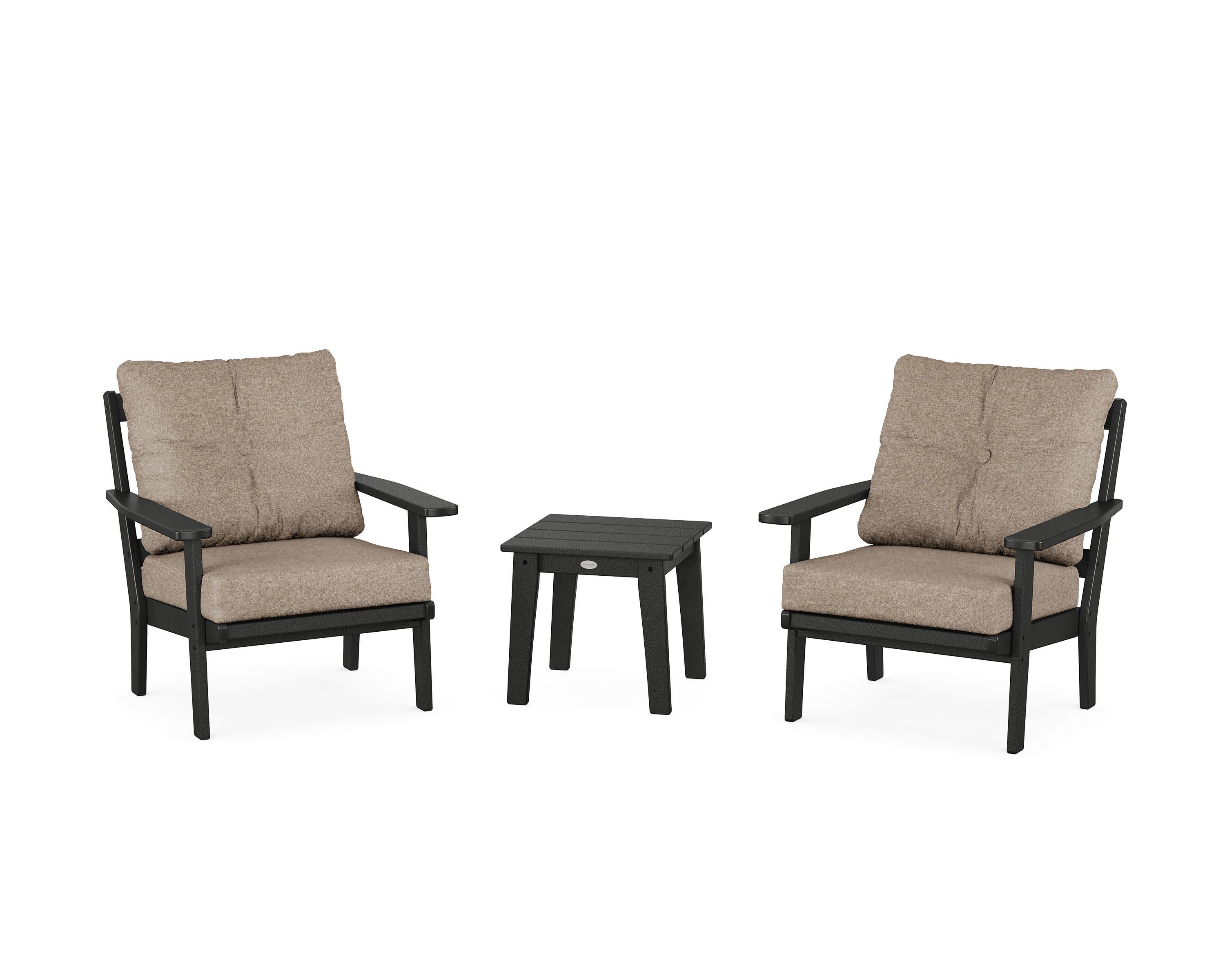 Prairie 3-Piece Deep Seating Set in Black / Spiced Burlap