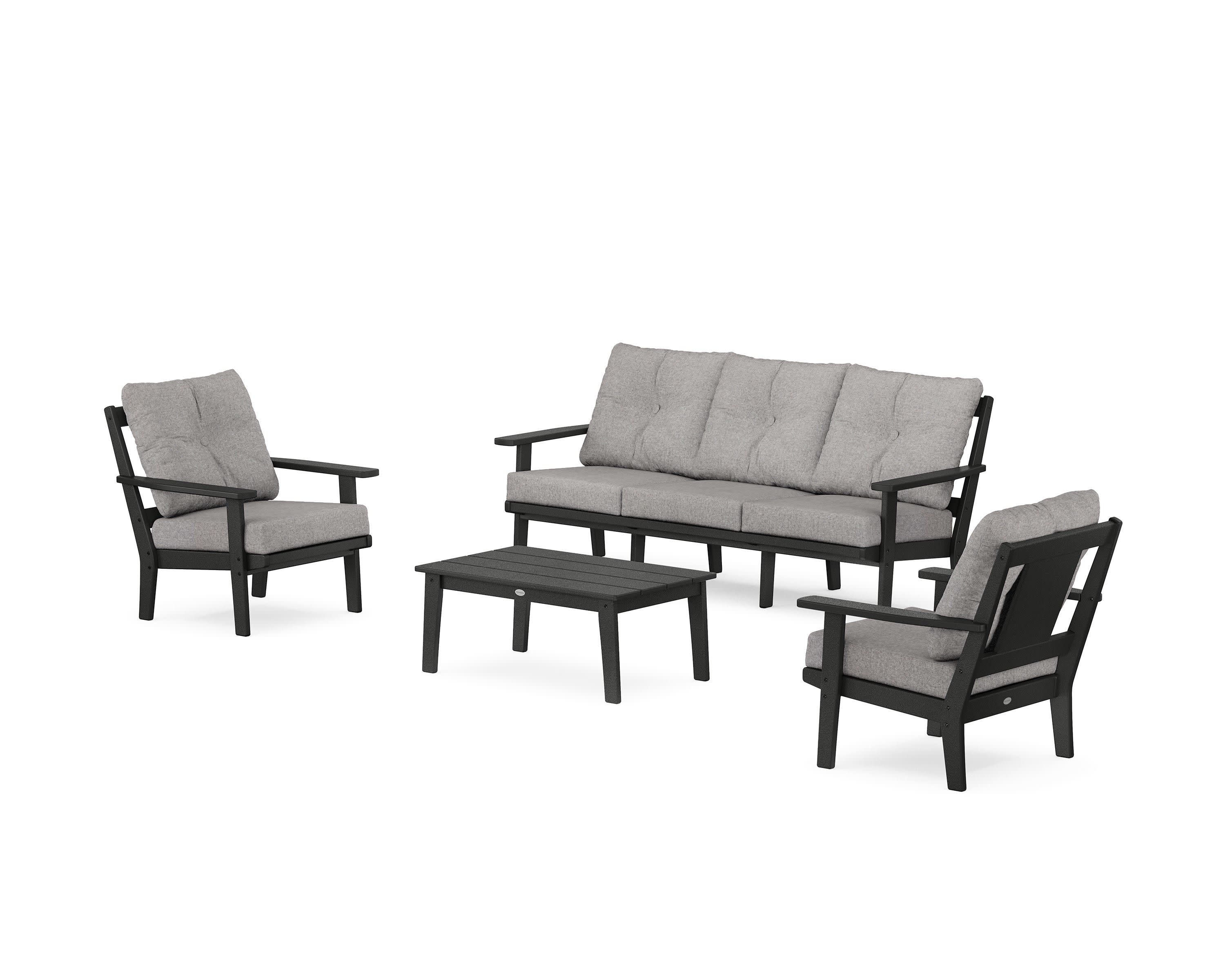 Prairie 4-Piece Deep Seating Set with Sofa in Black / Grey Mist