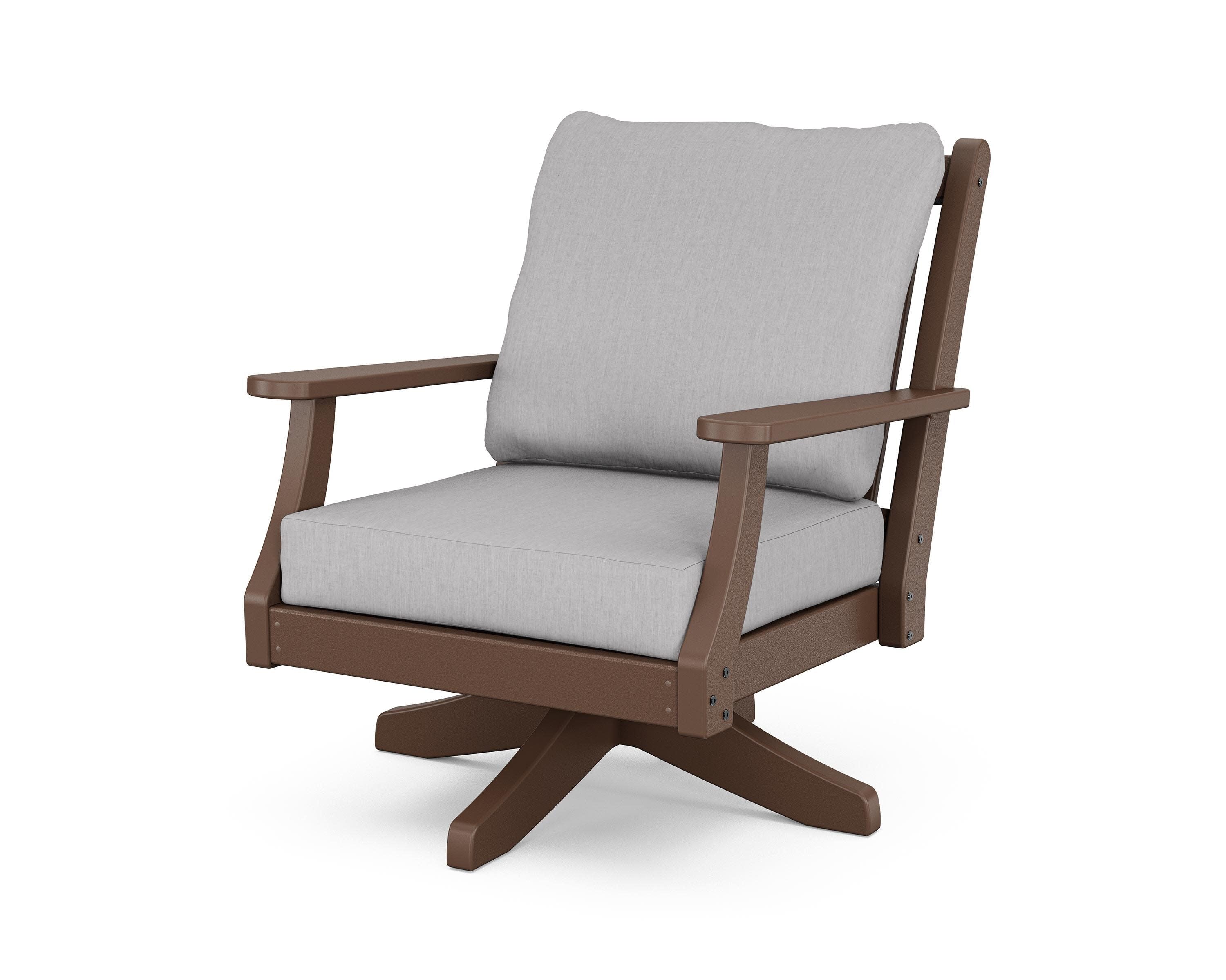 Wovendale Deep Seating Swivel Chair in Mahogany / Granite
