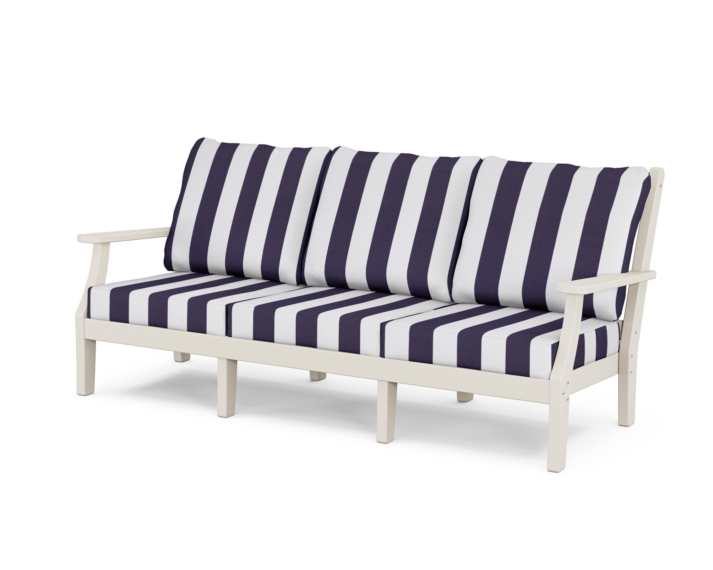 Wovendale Deep Seating Sofa in Sand / Cabana Stripe Navy