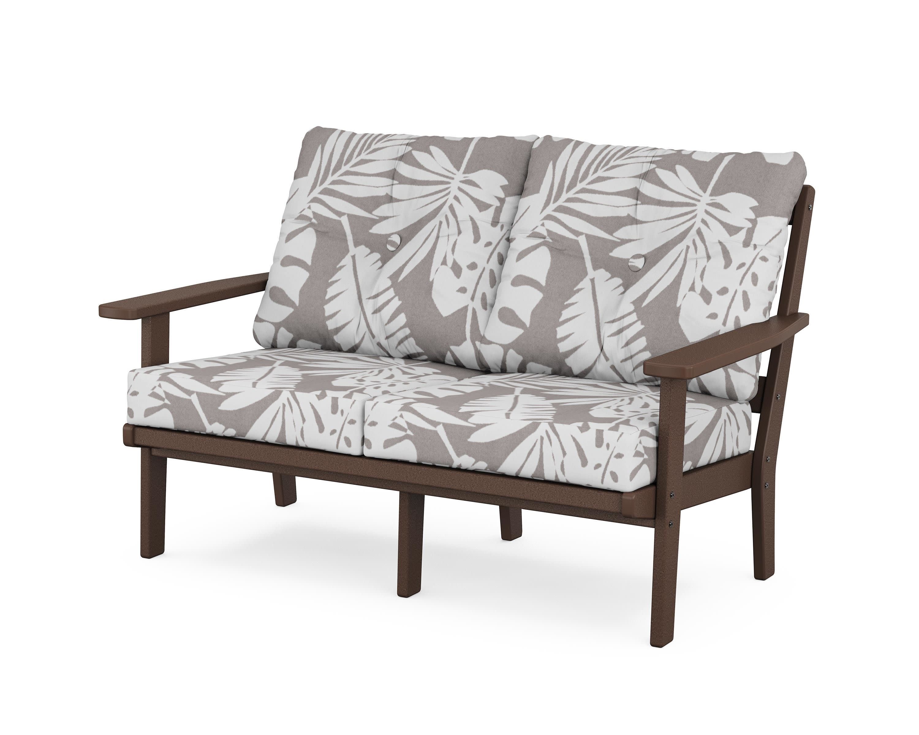 Prairie Deep SeatingLoveseat in Mahogany / Leaf Grey Mist