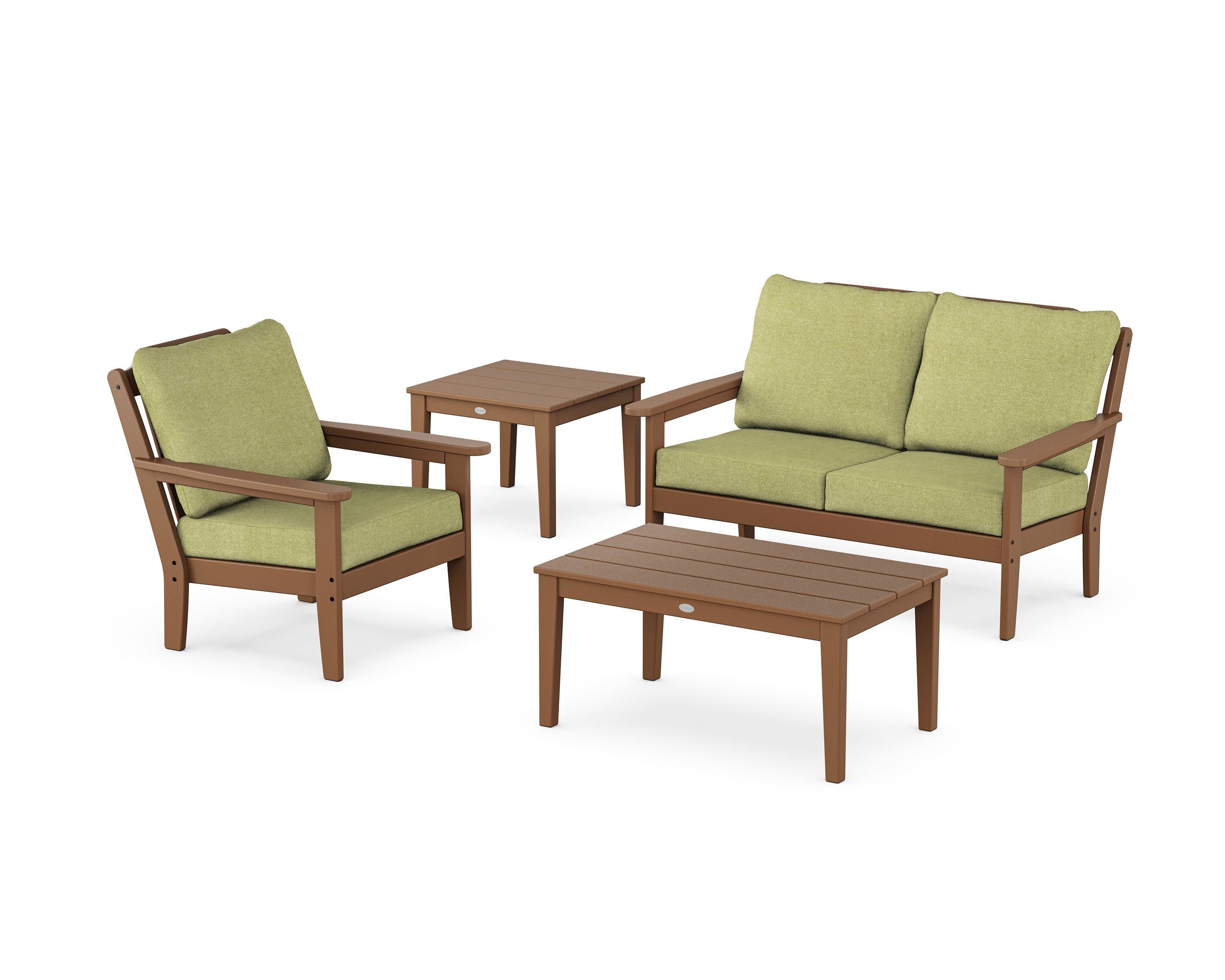 Wovendale 4-Piece Deep Seating Set in Teak / Chartreuse Boucle