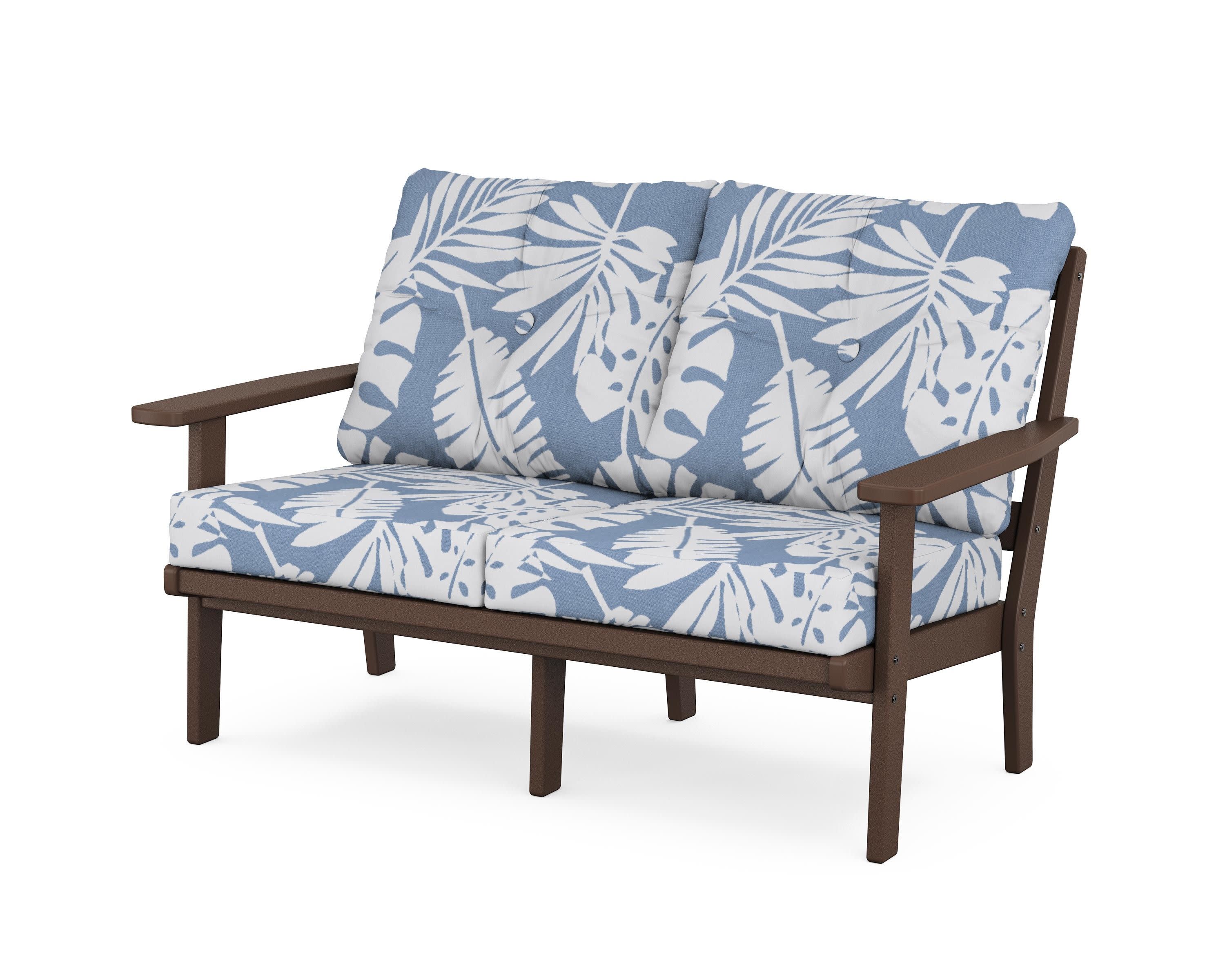 Prairie Deep SeatingLoveseat in Mahogany / Leaf Sky Blue