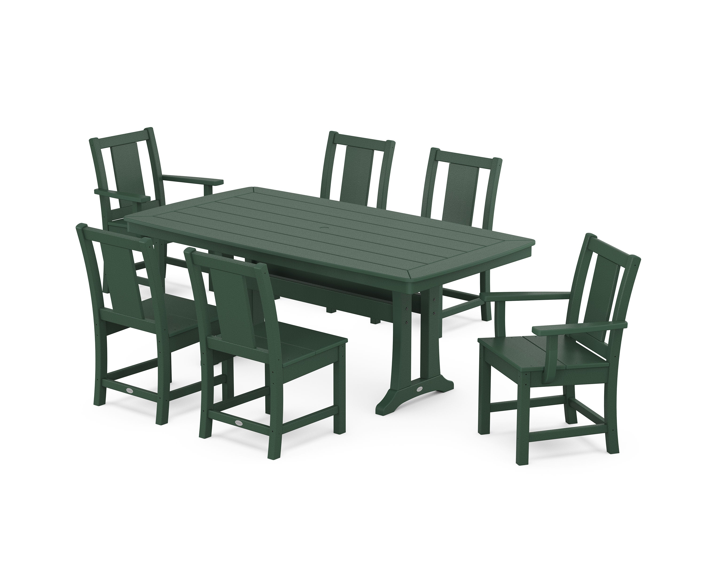 Prairie 7-Piece Dining Set with Trestle Legs in Green
