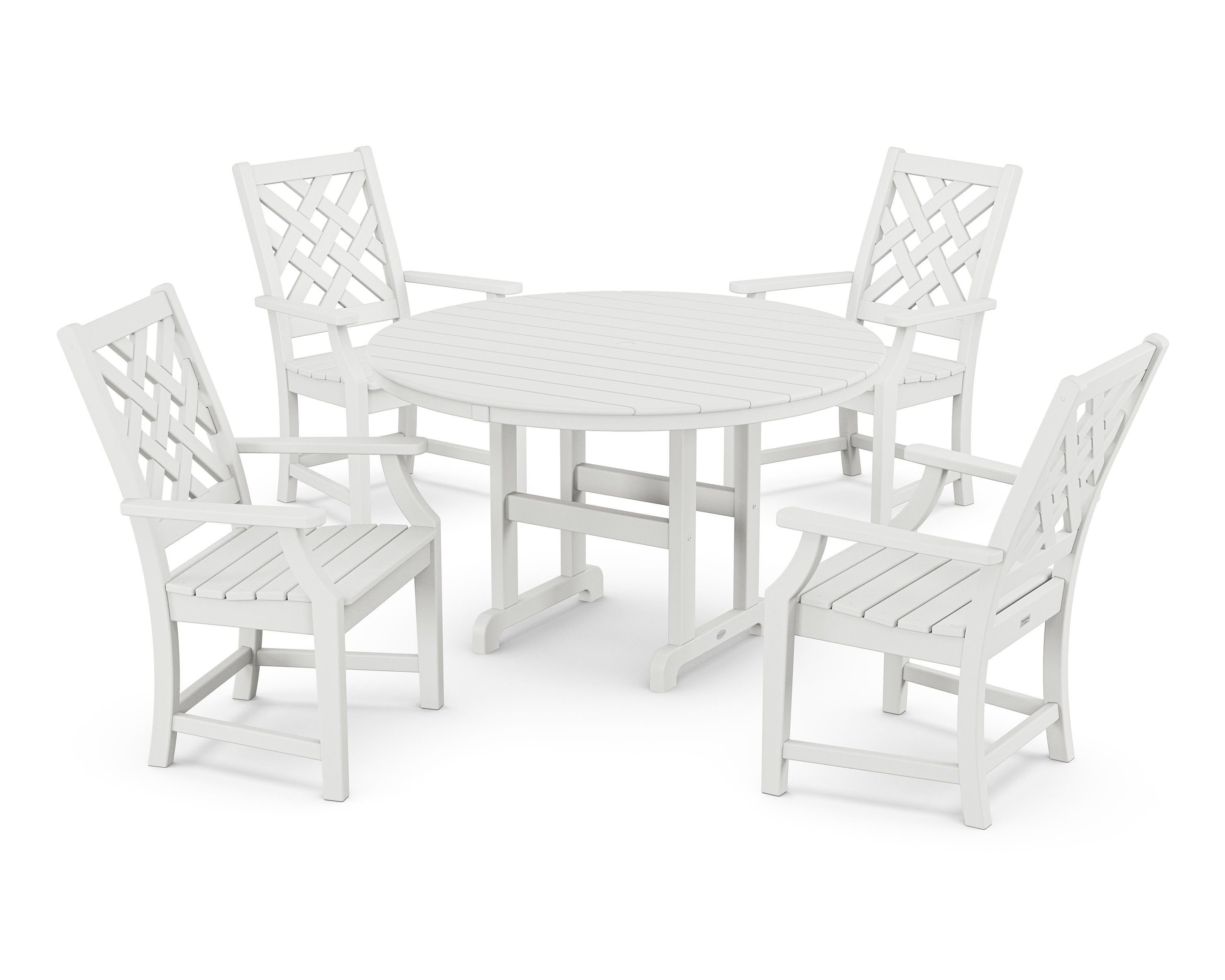 Wovendale 5-Piece Round Farmhouse Dining Set in White
