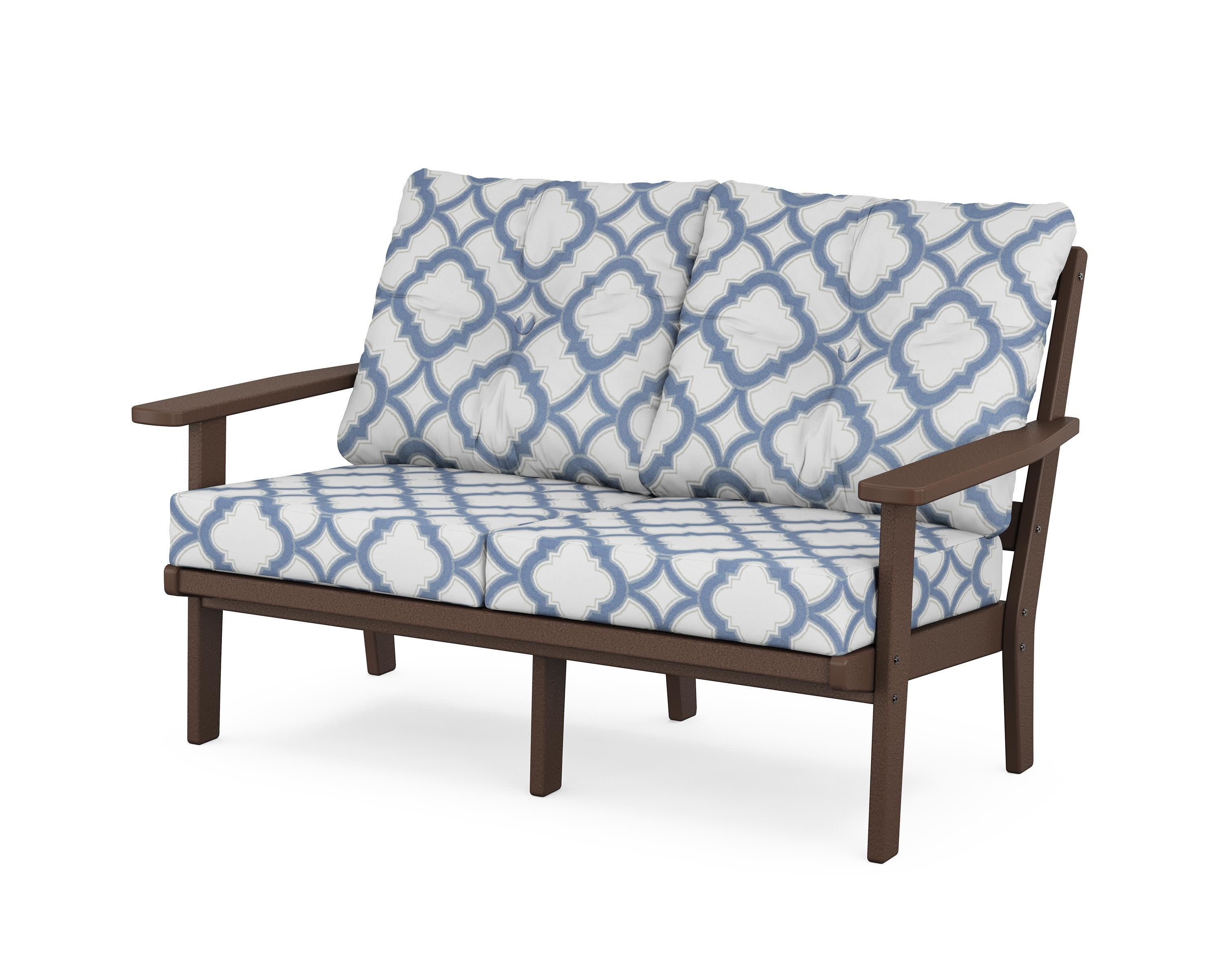 Prairie Deep SeatingLoveseat in Mahogany / Trellis Sky Blue