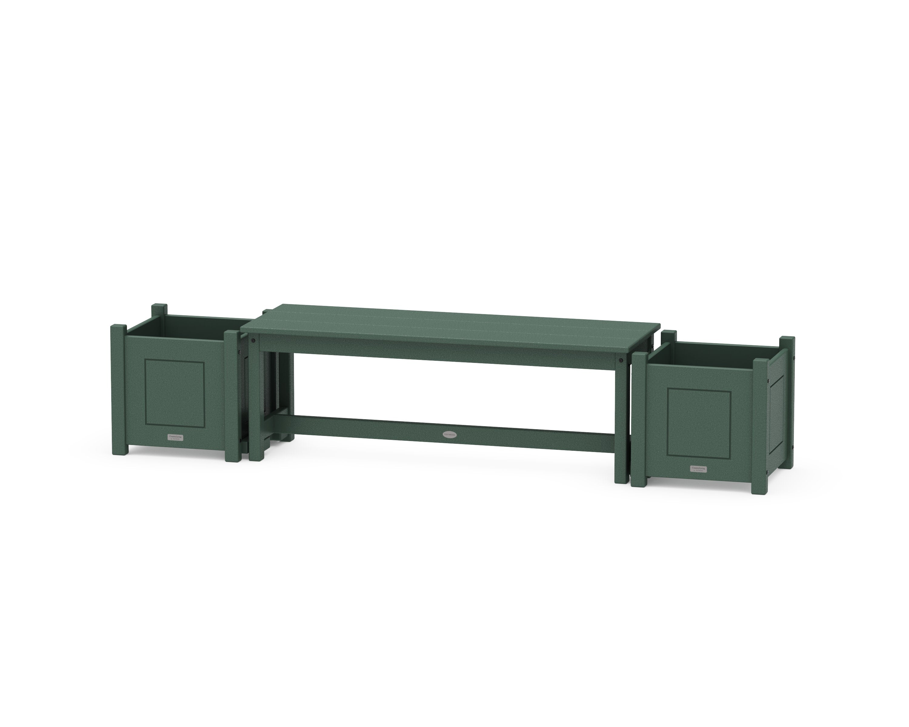 48" Country Living Straight Planter Bench Set in Green