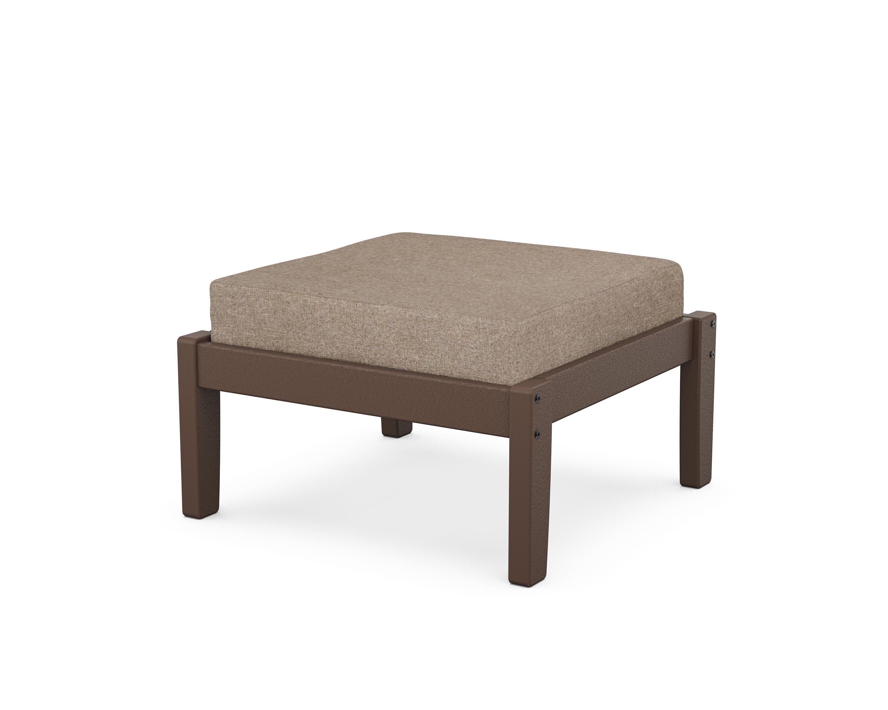 Deep Seating Ottoman in Mahogany / Spiced Burlap