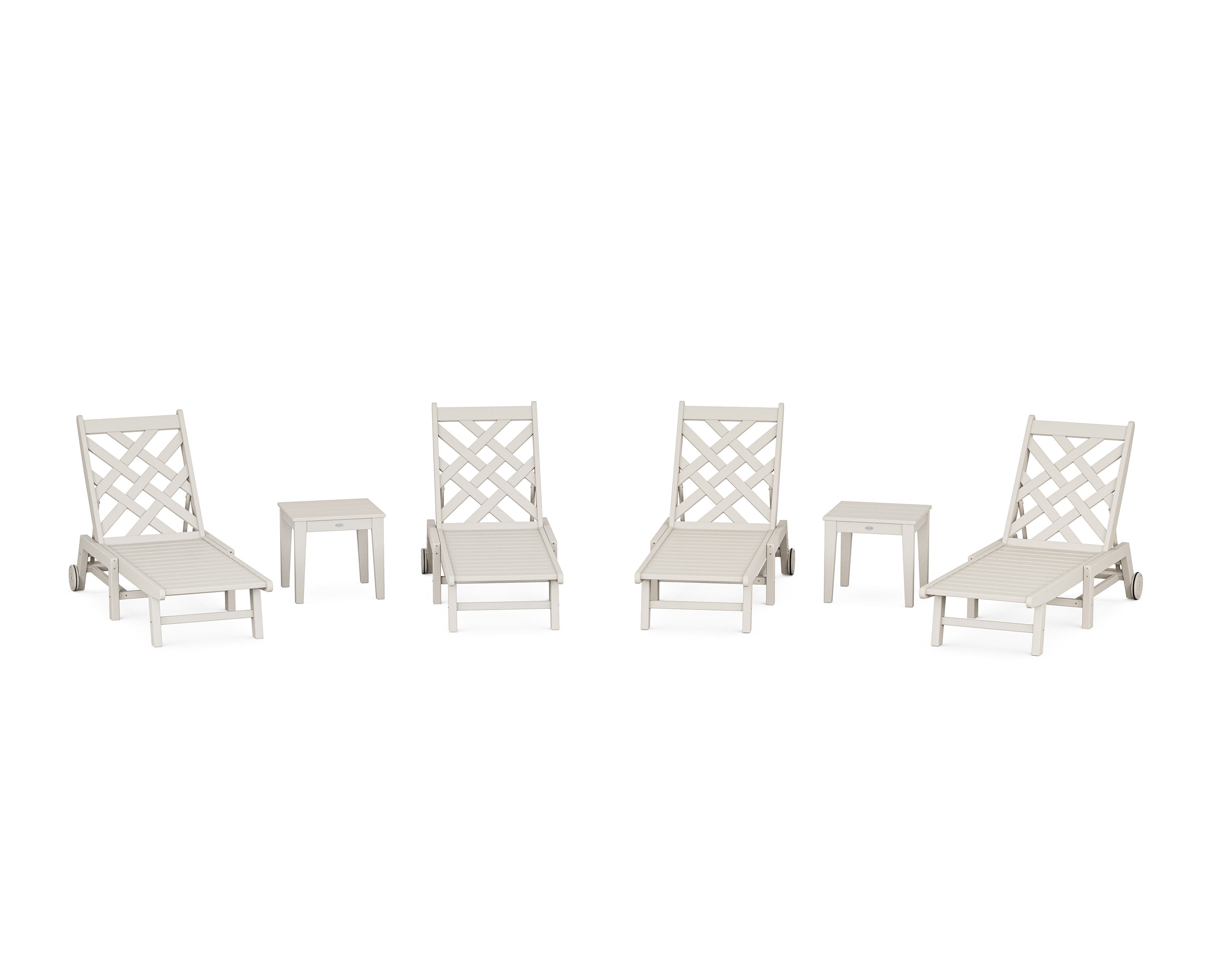 Wovendale 6-Piece Chaise Set with Wheels in Sand