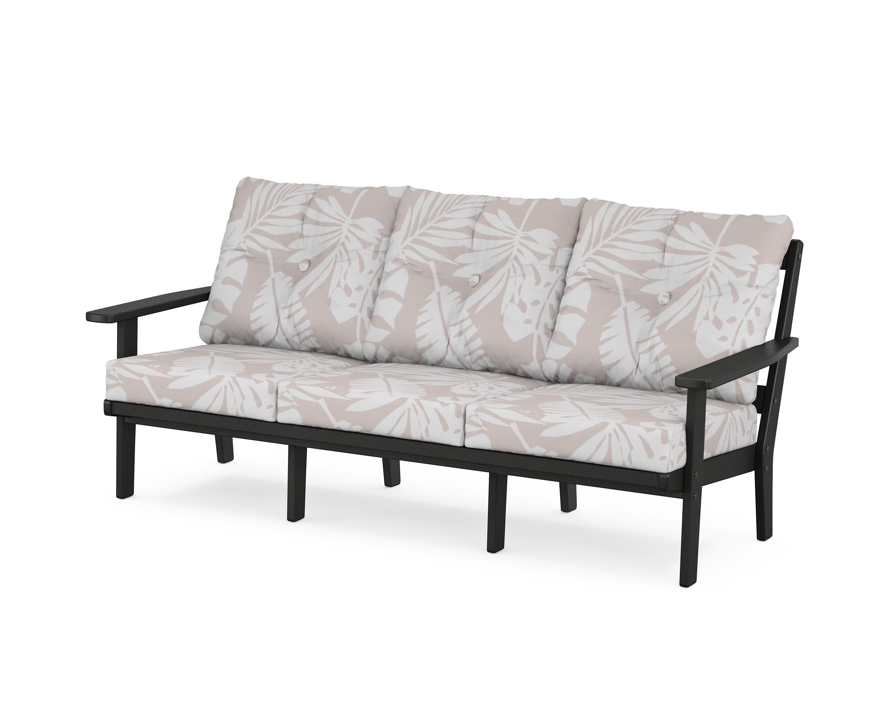 PrairieDeep Seating Sofa in Black / Leaf Dune Burlap