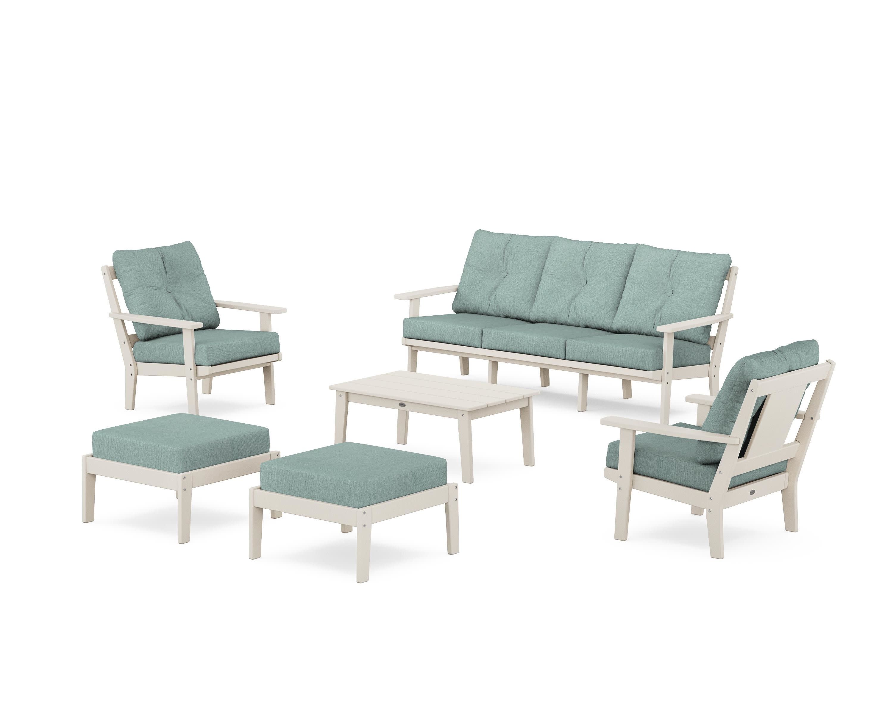Prairie 6-Piece Lounge Sofa Set in Sand / Glacier Spa