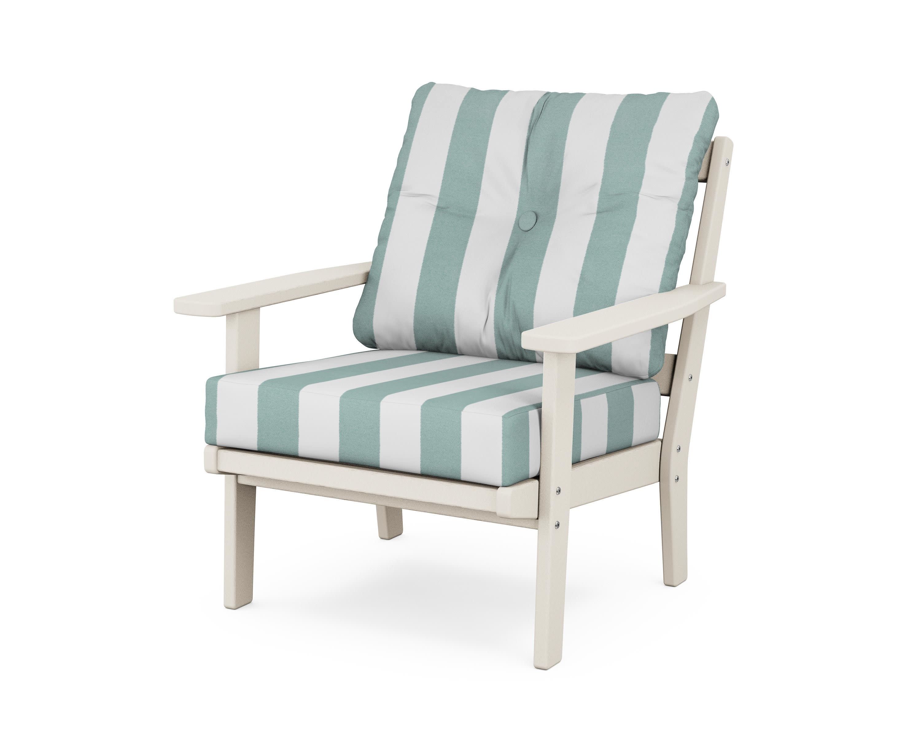 Prairie Deep Seating Chair in Sand / Cabana Stripe Glacier Spa