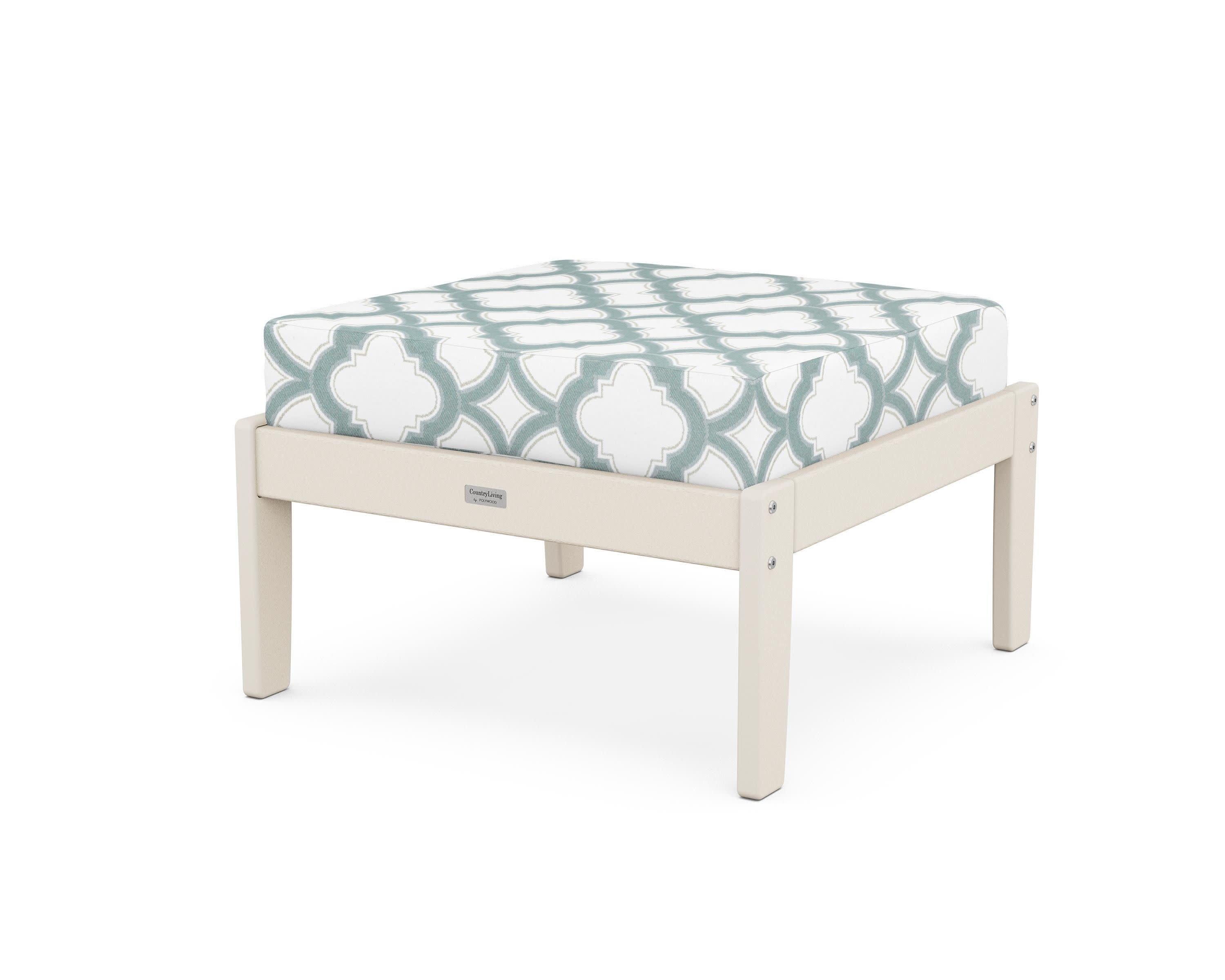 Cottage Deep Seating Ottoman in Sand / Trellis Glacier Spa