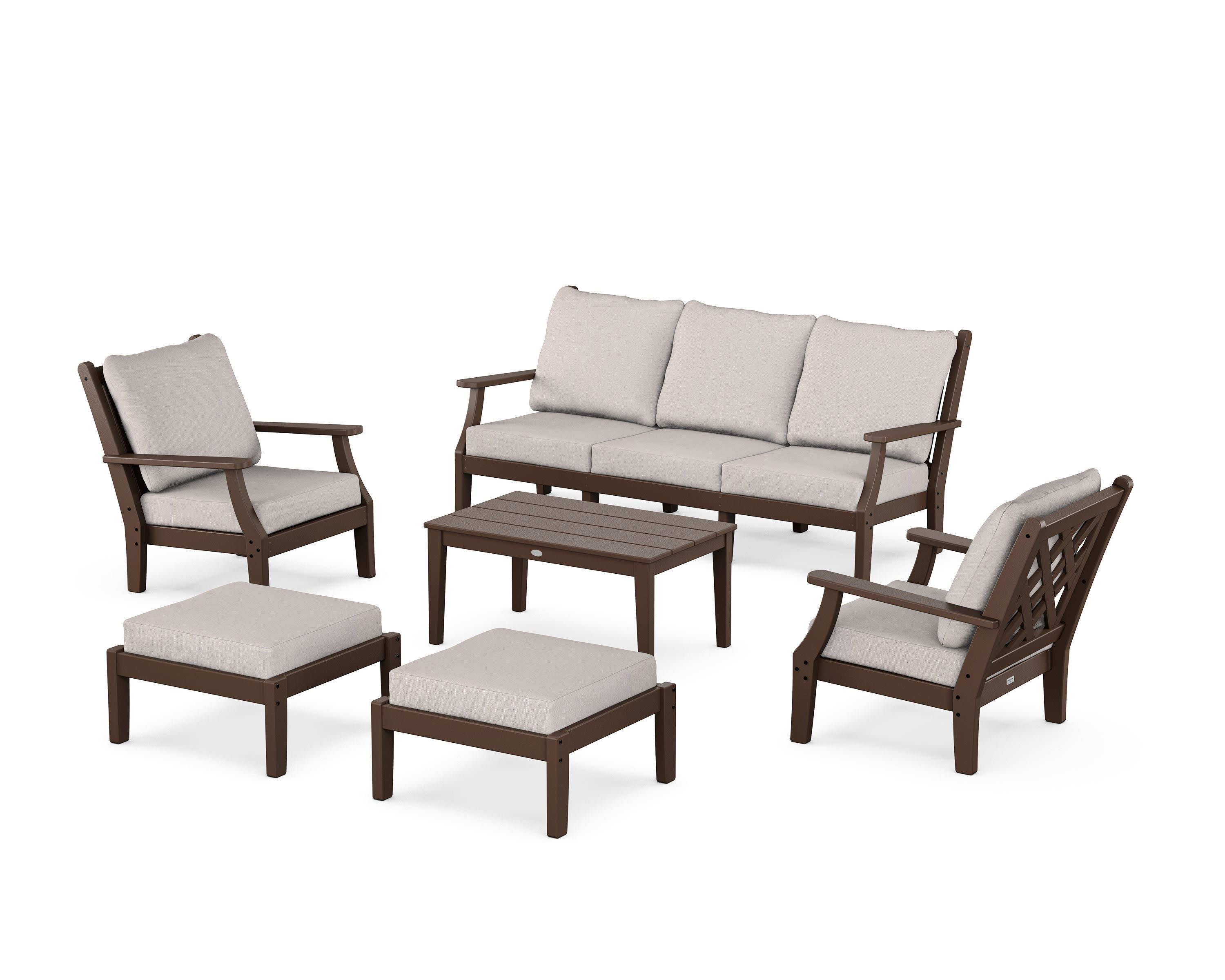 Wovendale 6-Piece Lounge Sofa Set in Mahogany / Dune Burlap