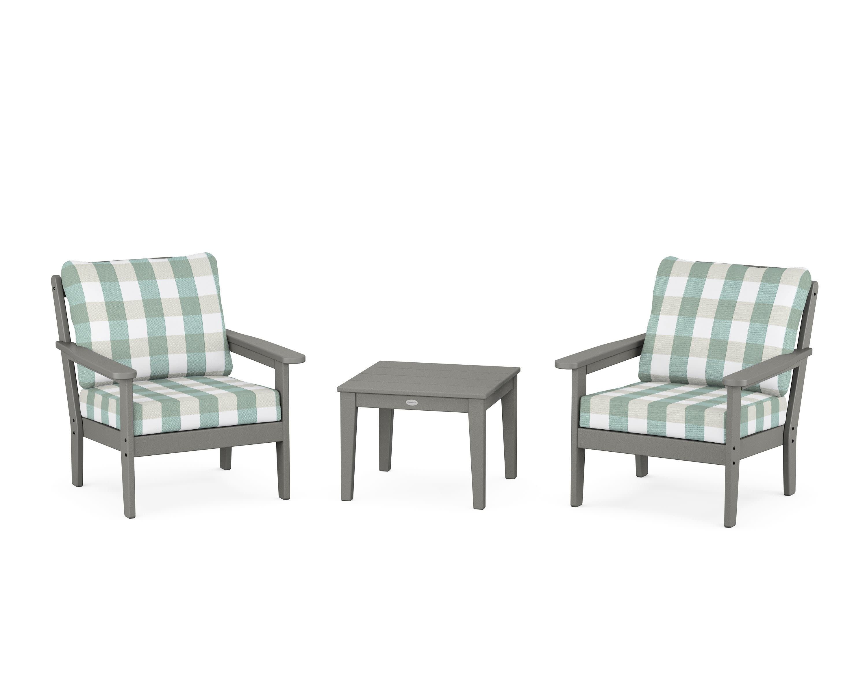 Cottage 3-Piece Deep Seating Set in Slate Grey / Buffalo Plaid Glacier Spa