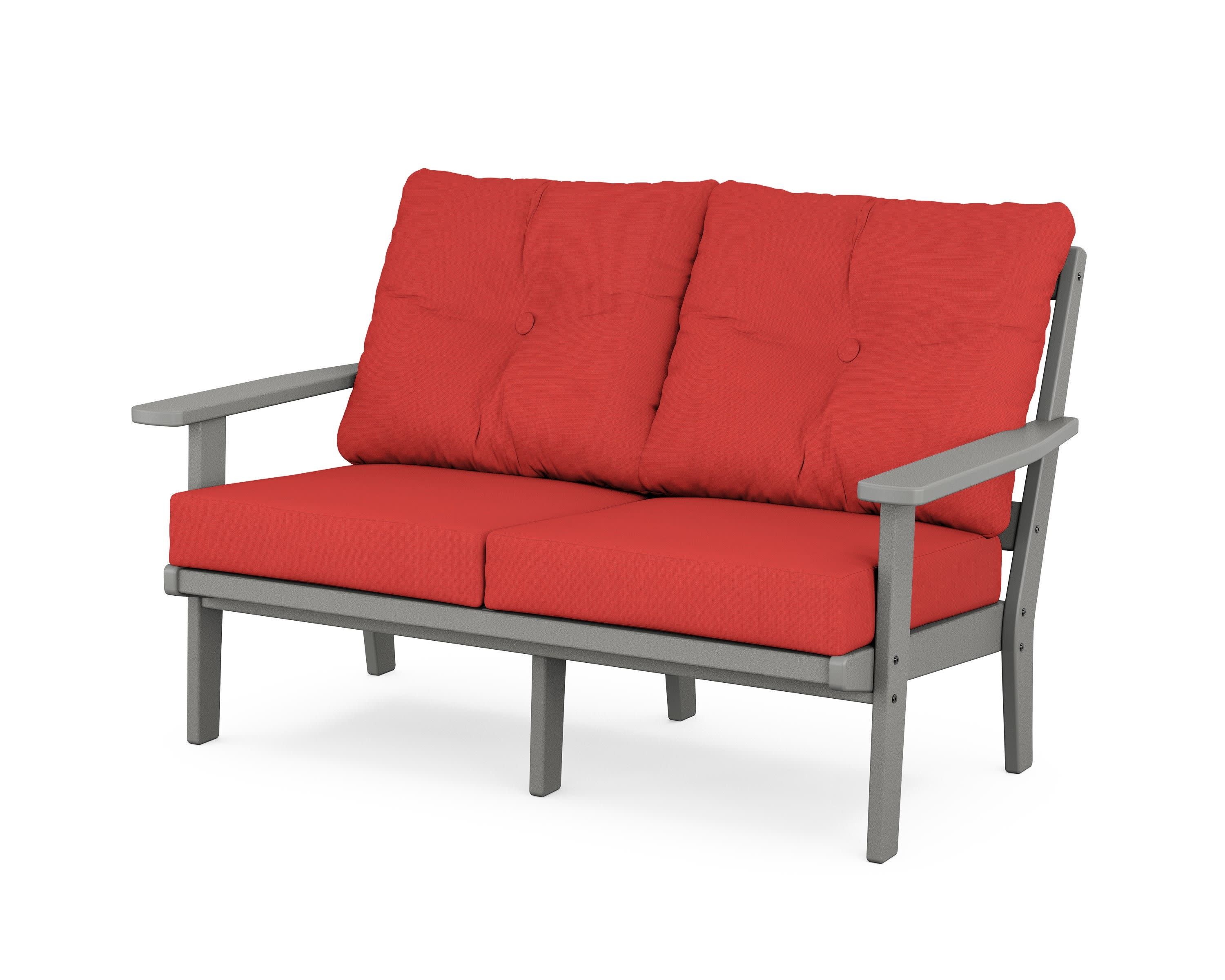 Prairie Deep SeatingLoveseat in Slate Grey / Crimson Linen