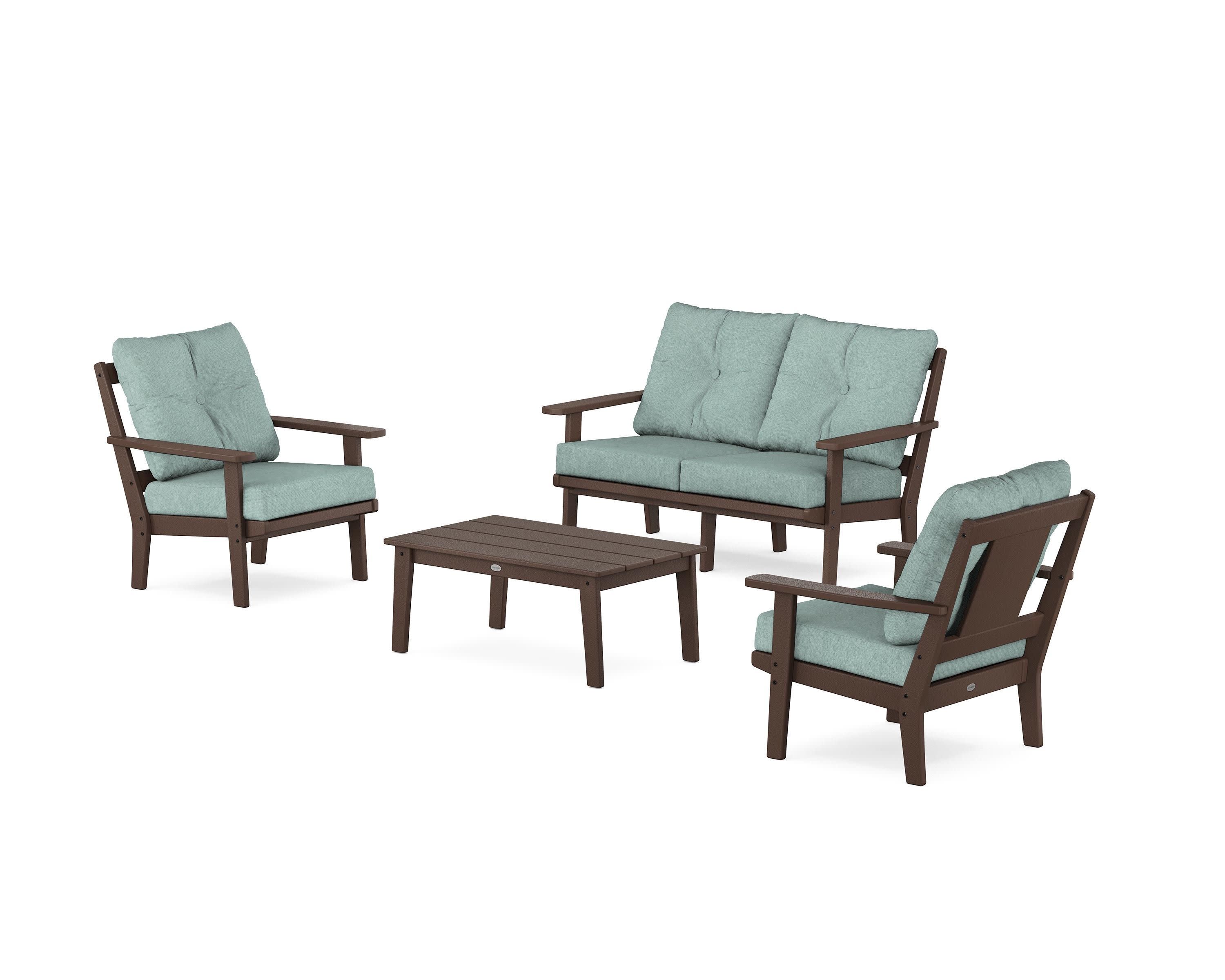 Prairie 4-Piece Deep Seating Set with Loveseat in Mahogany / Glacier Spa