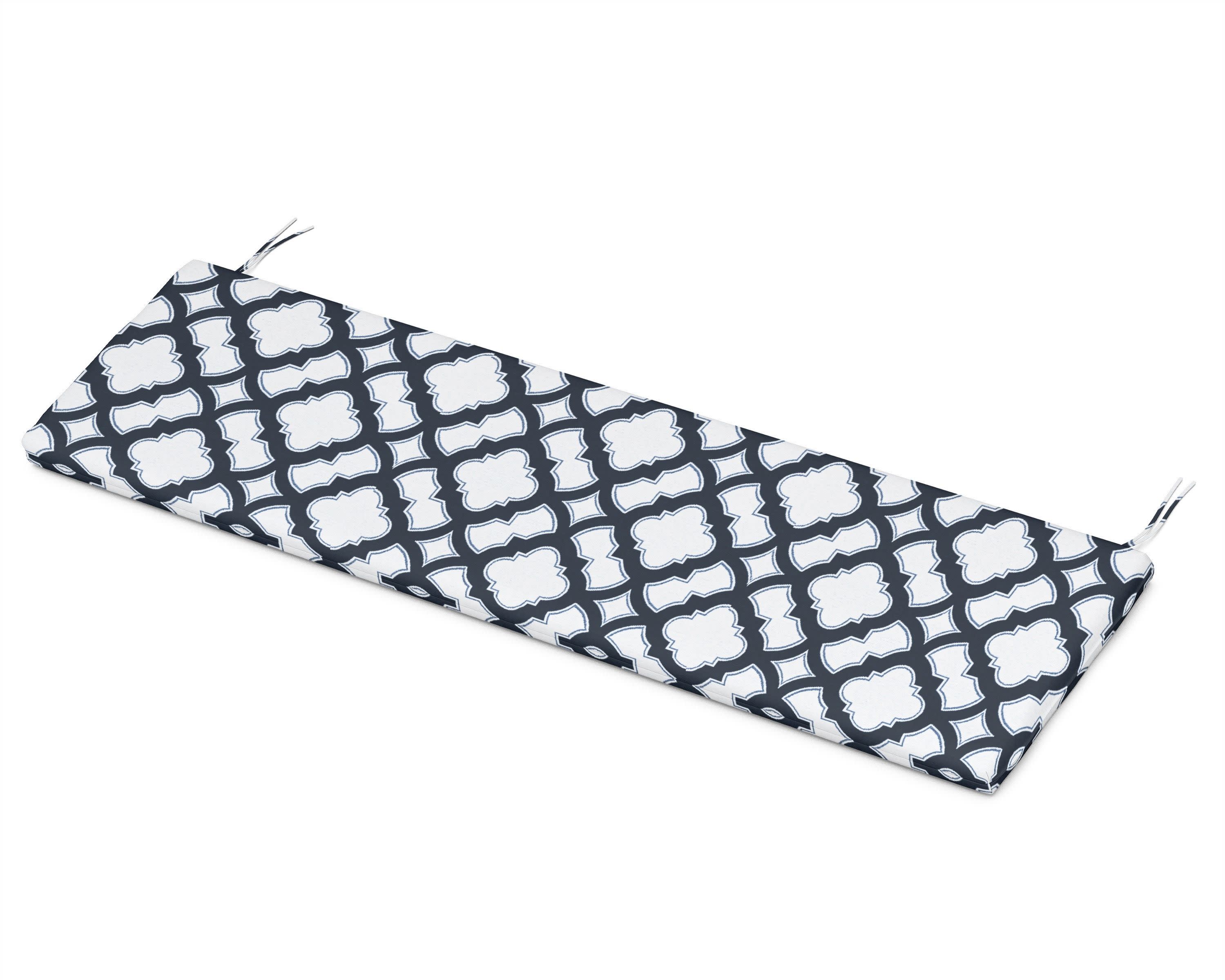 Bench Seat Cushion - 17.5"D x 55"W x 2.5"H in Trellis Marine Indigo