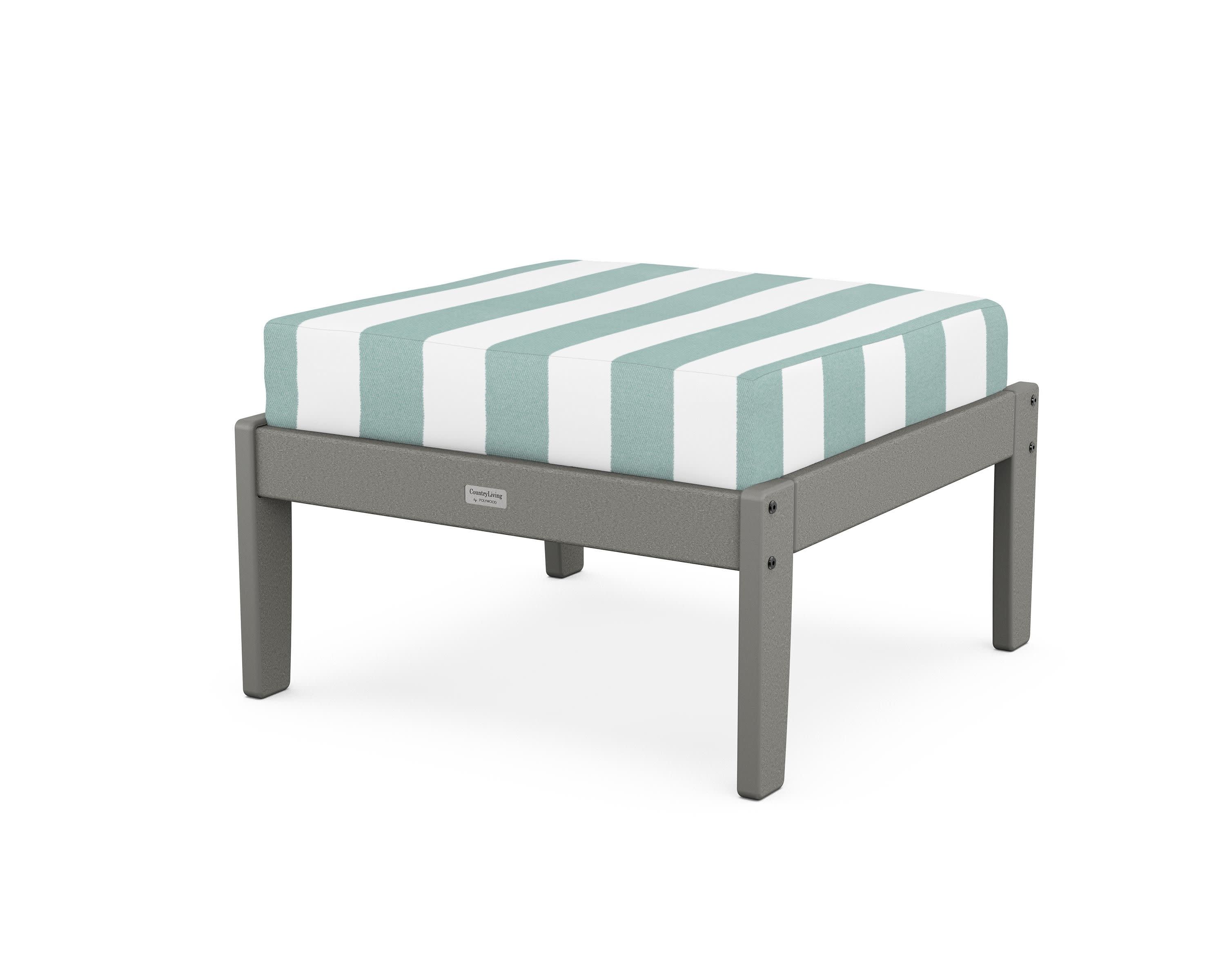 Cottage Deep Seating Ottoman in Slate Grey / Cabana Stripe Glacier Spa