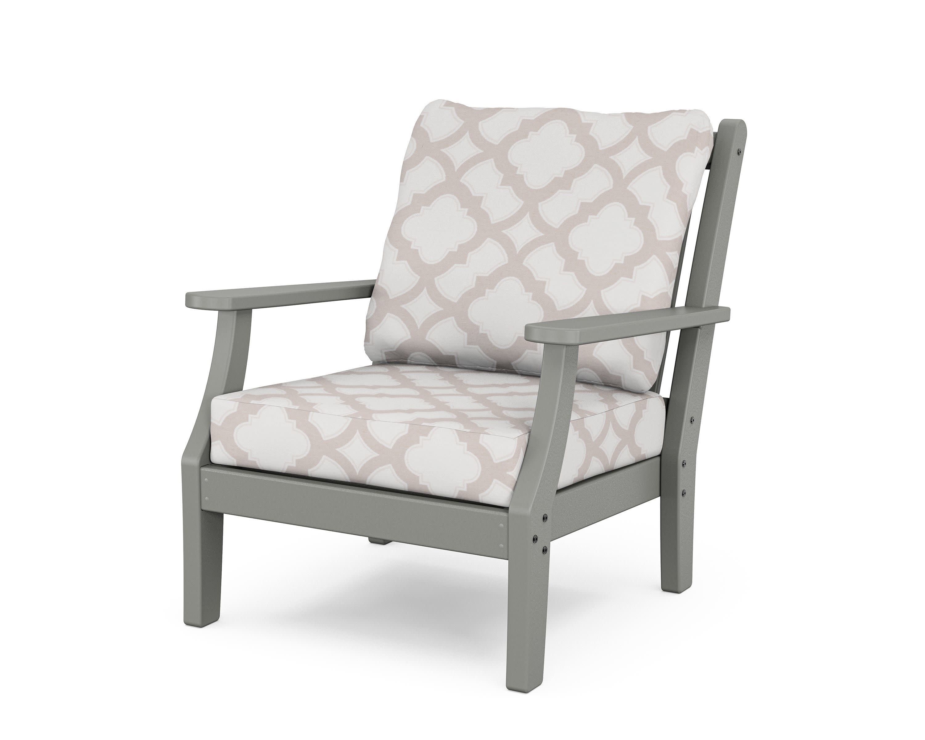Wovendale Deep Seating Chair in Slate Grey / Trellis Dune Burlap