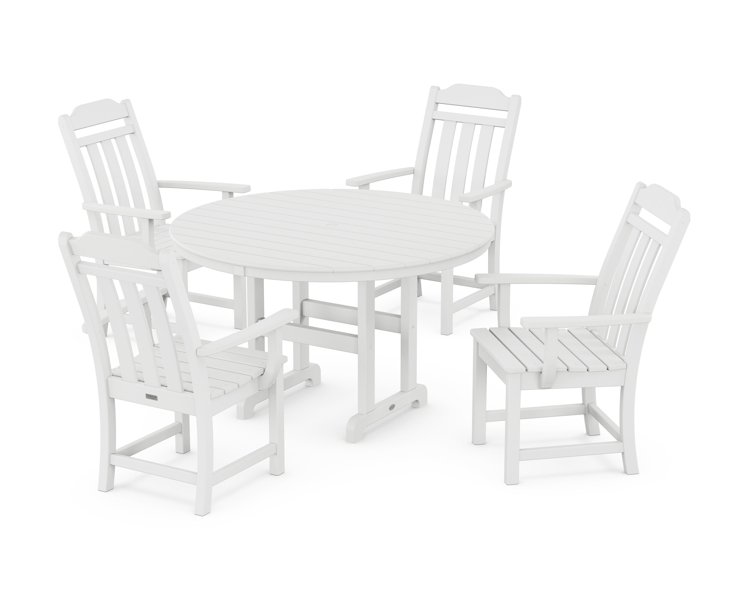 Cottage 5-Piece Round Farmhouse Dining Set in White