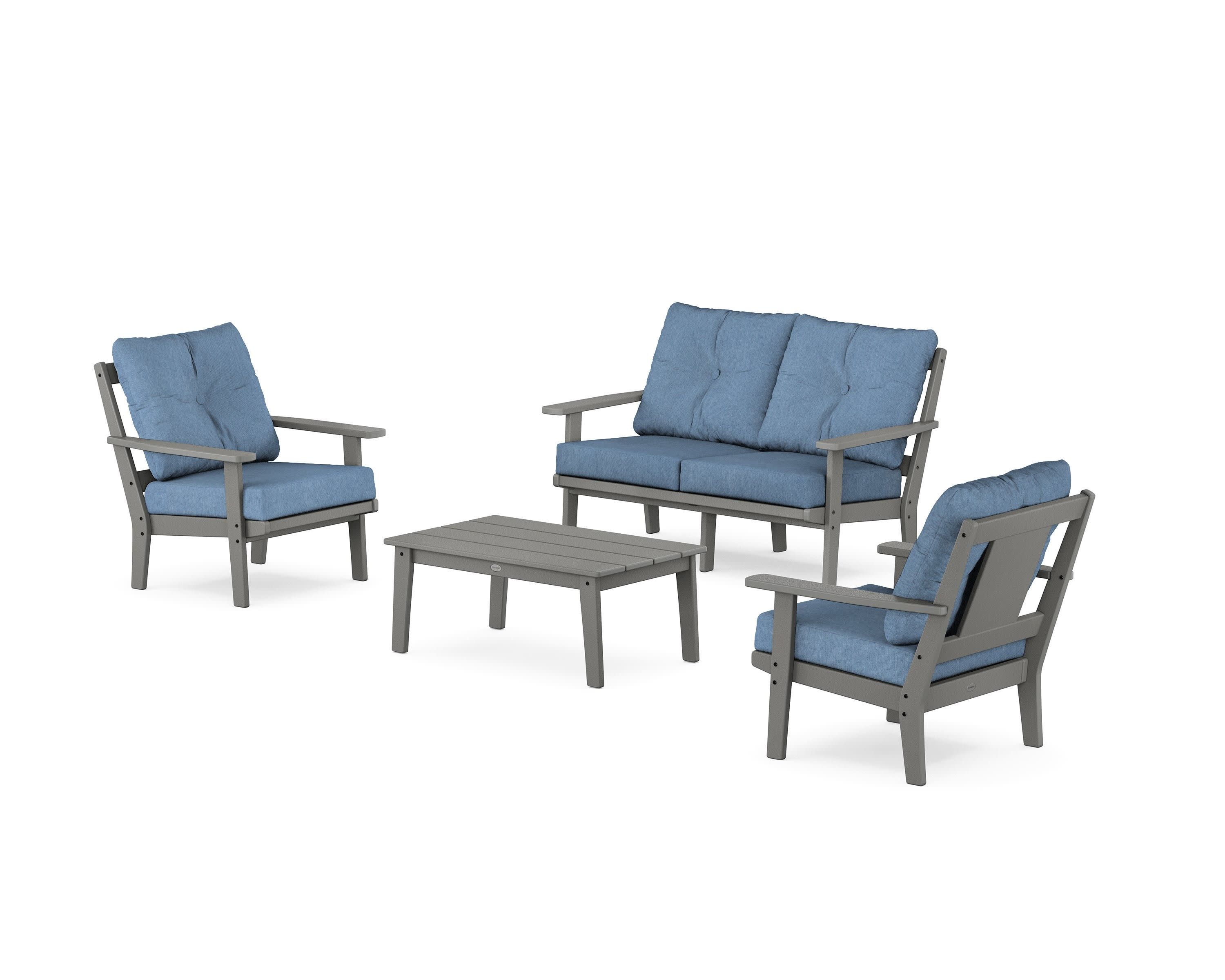 Prairie 4-Piece Deep Seating Set with Loveseat in Slate Grey / Sky Blue