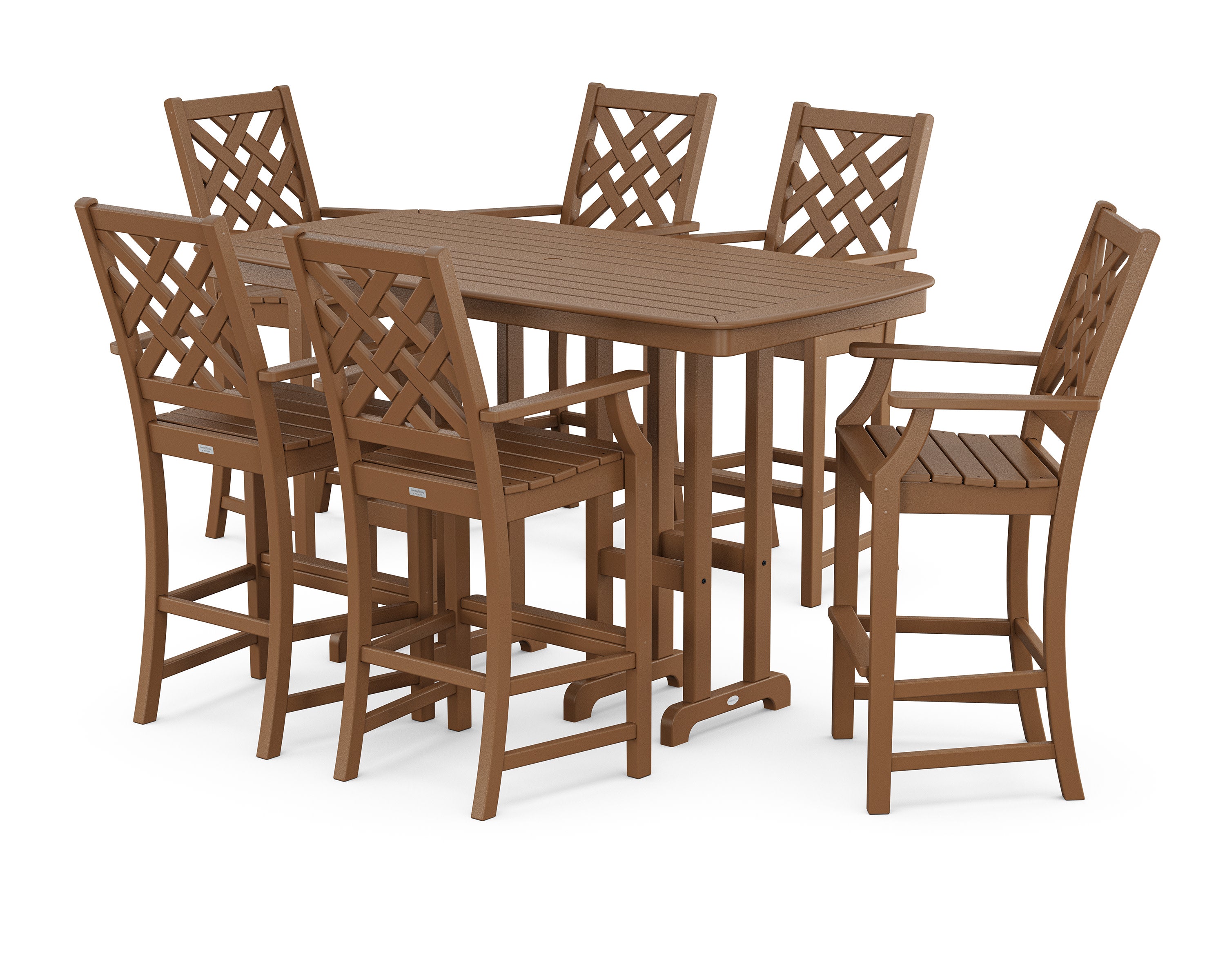 Wovendale Arm Chair 7-Piece Bar Set in Teak