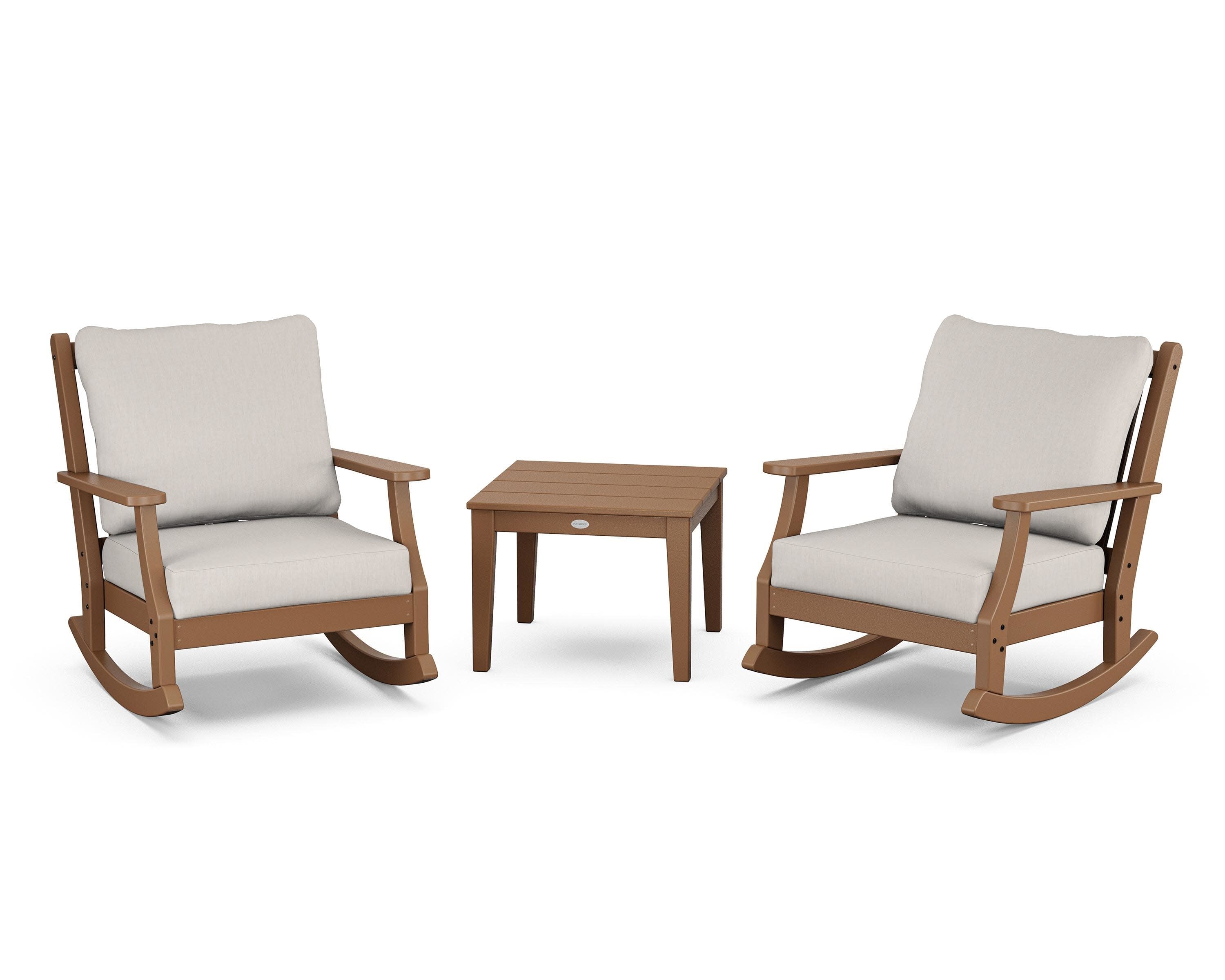 Wovendale 3-Piece Deep Seating Rocker Set in Teak / Cast Ash