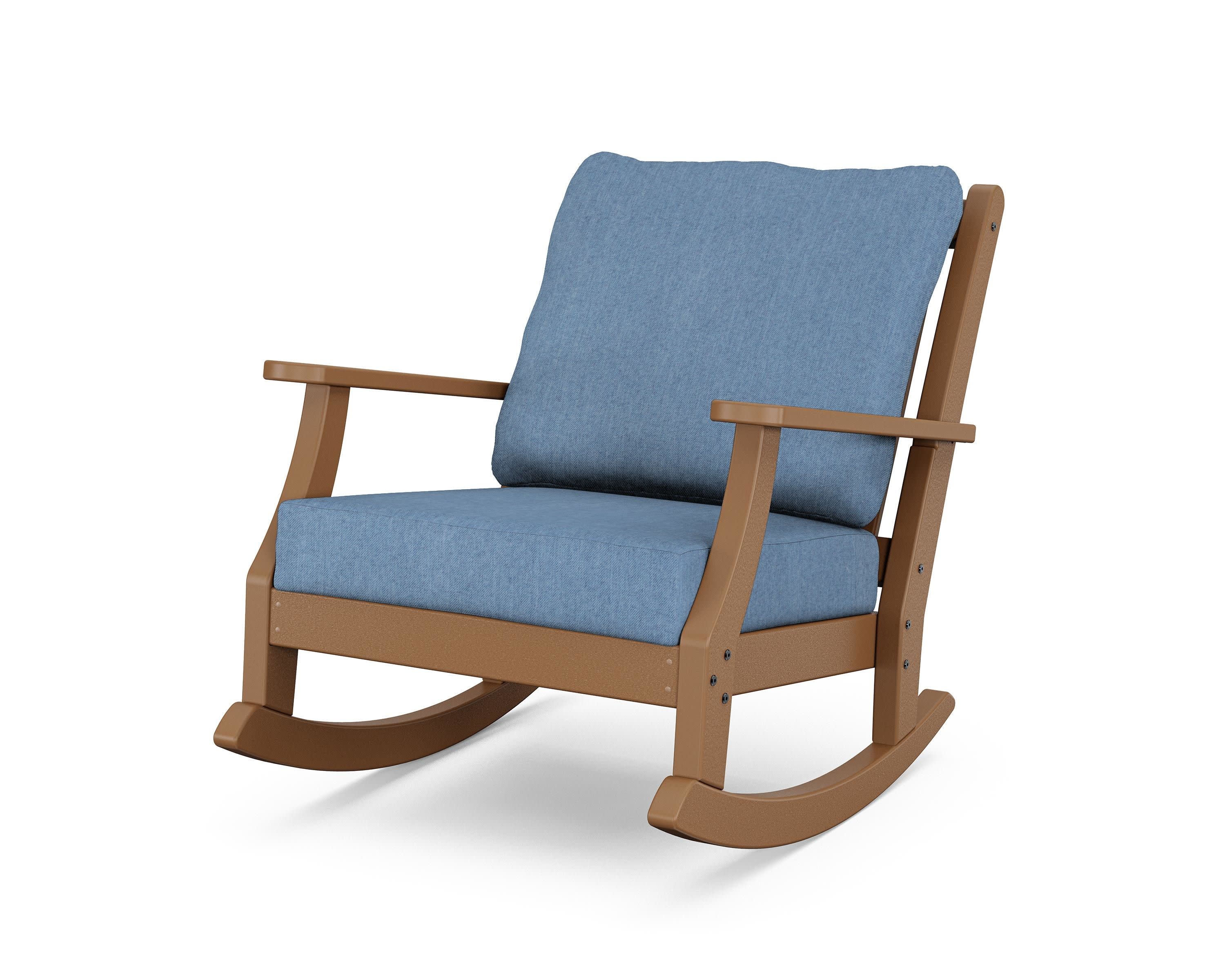 Wovendale Deep Seating Rocking Chair in Teak / Sky Blue