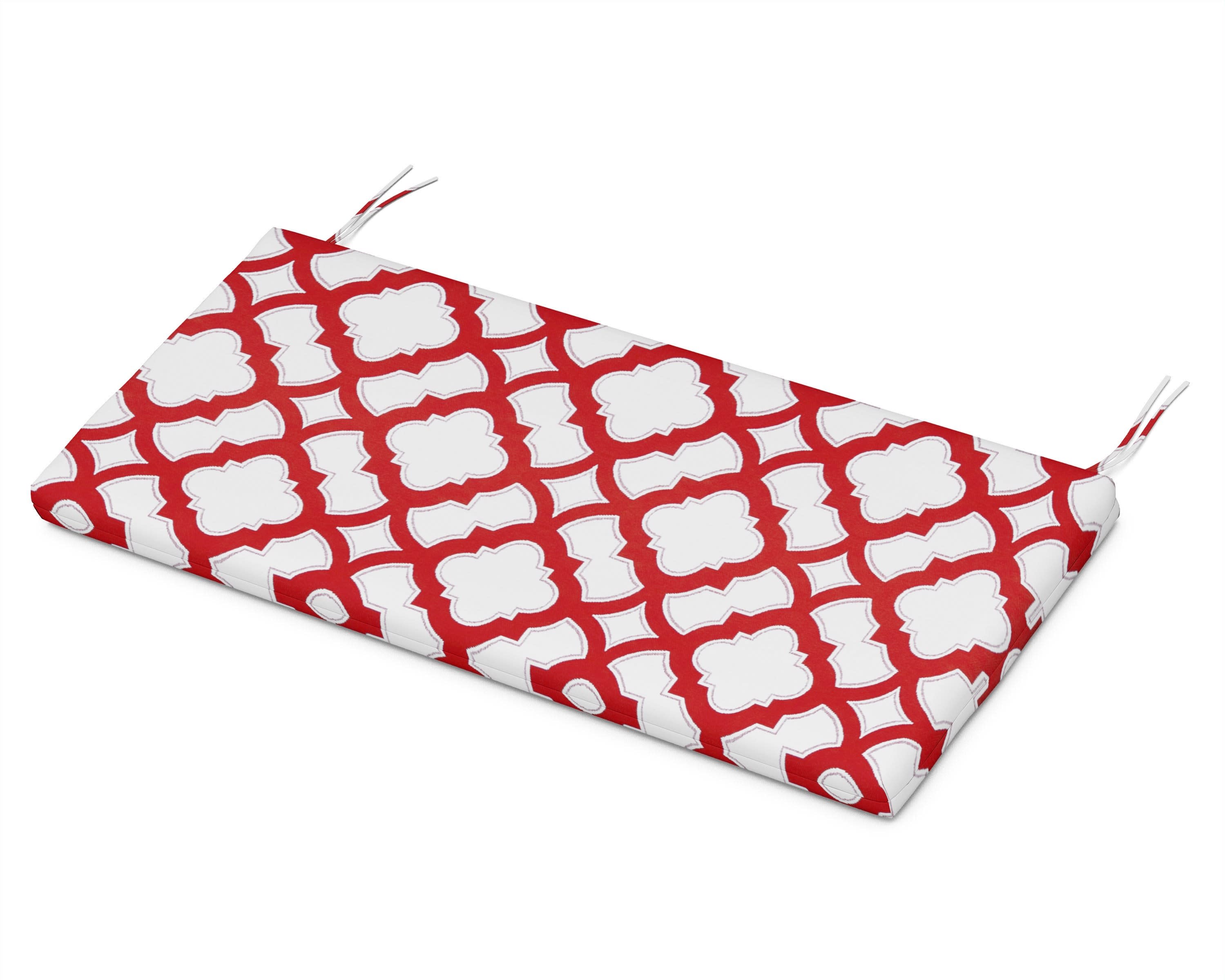 Bench Seat Cushion - 17.25"D x 43.5"W x 2.5"H in Trellis Crimson