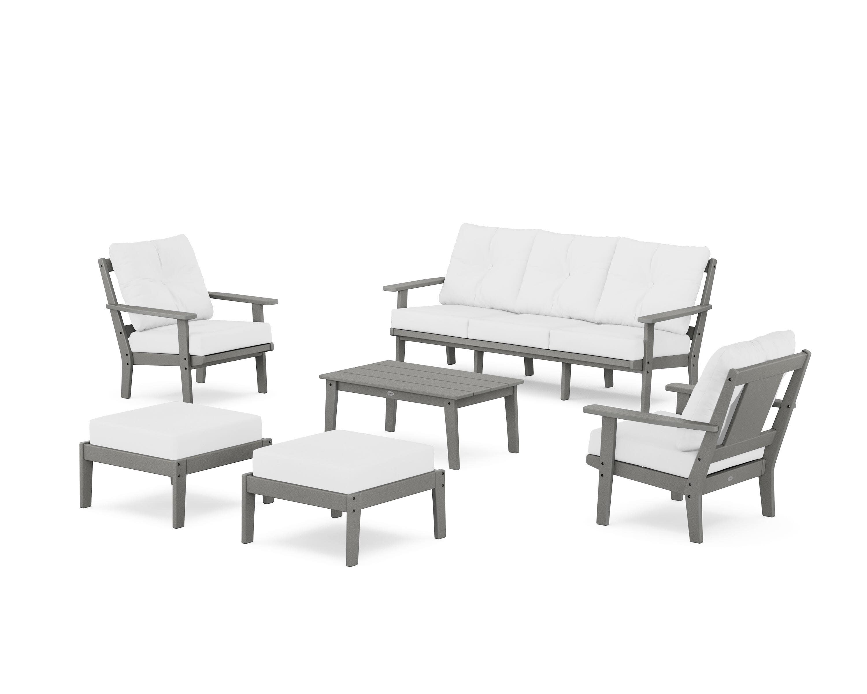 Prairie 6-Piece Lounge Sofa Set in Slate Grey / Natural