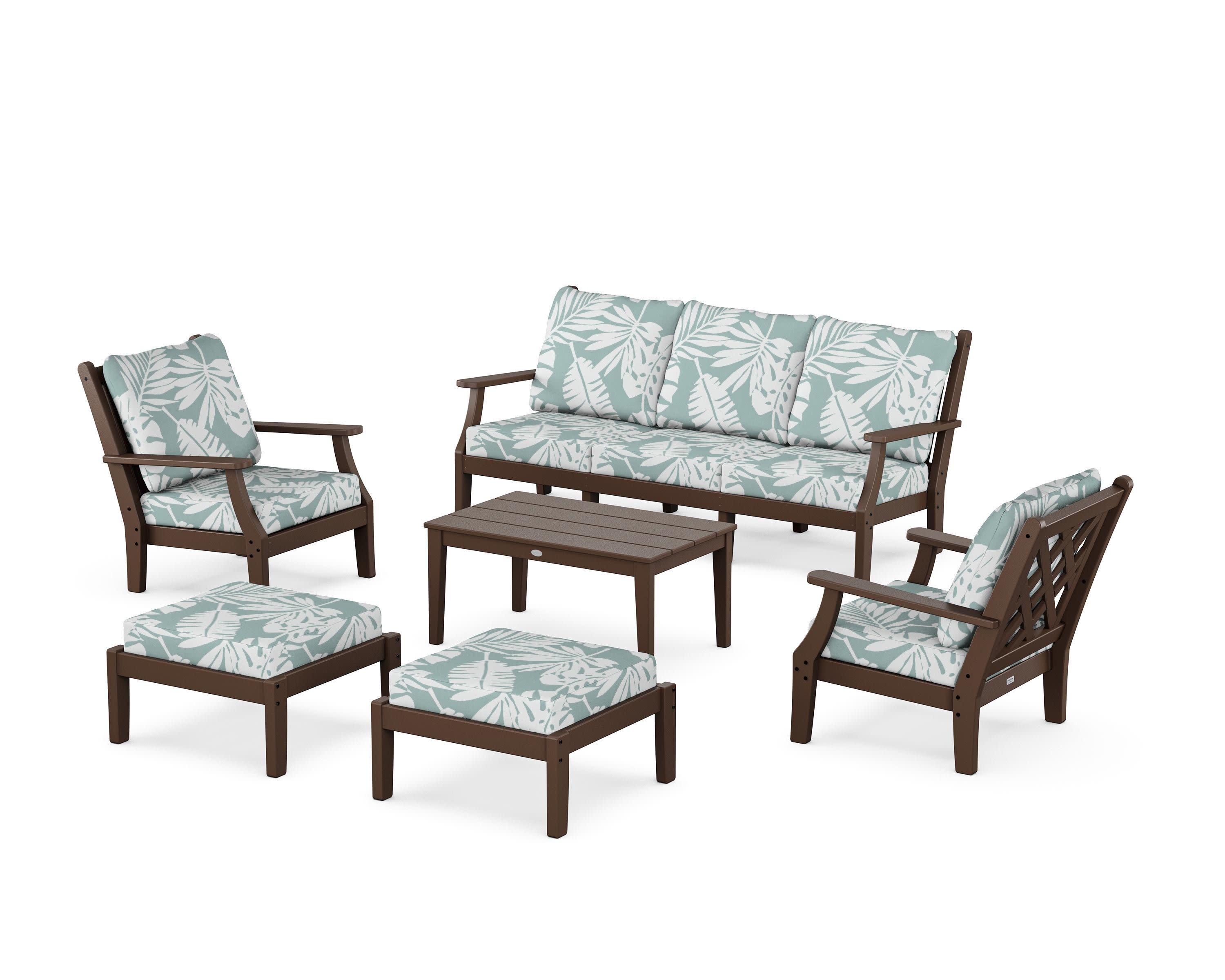 Wovendale 6-Piece Lounge Sofa Set in Mahogany / Leaf Glacier Spa