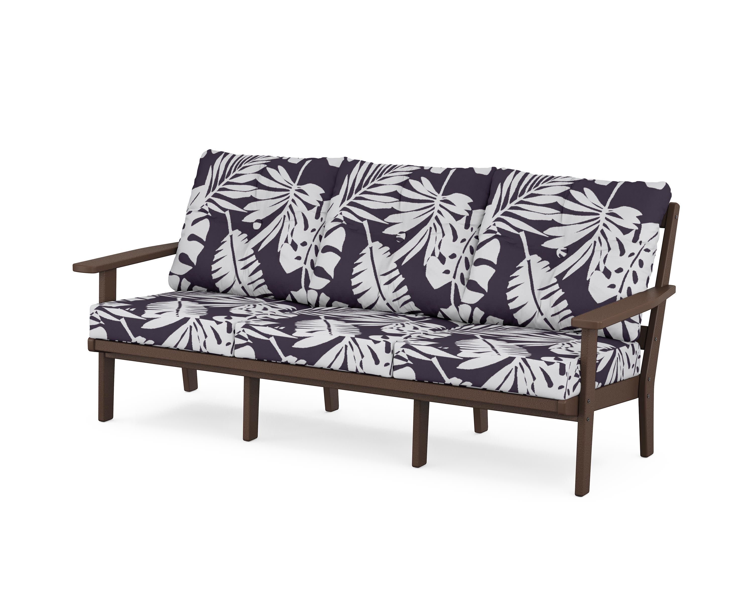 PrairieDeep Seating Sofa in Mahogany / Leaf Navy