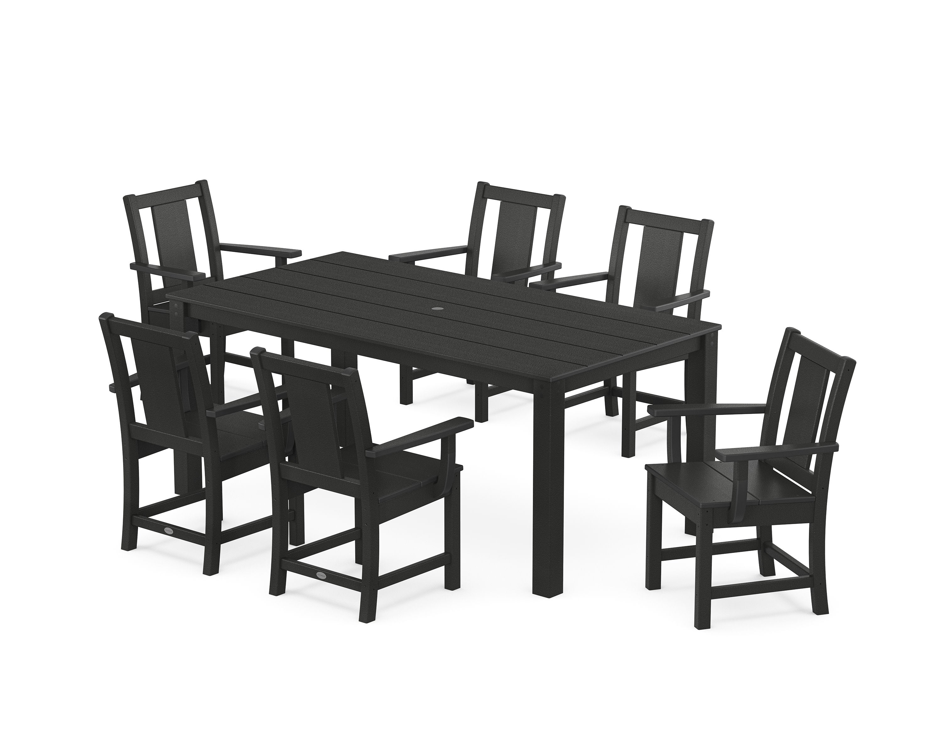 Prairie Arm Chair 7-Piece Parsons Dining Set in Black