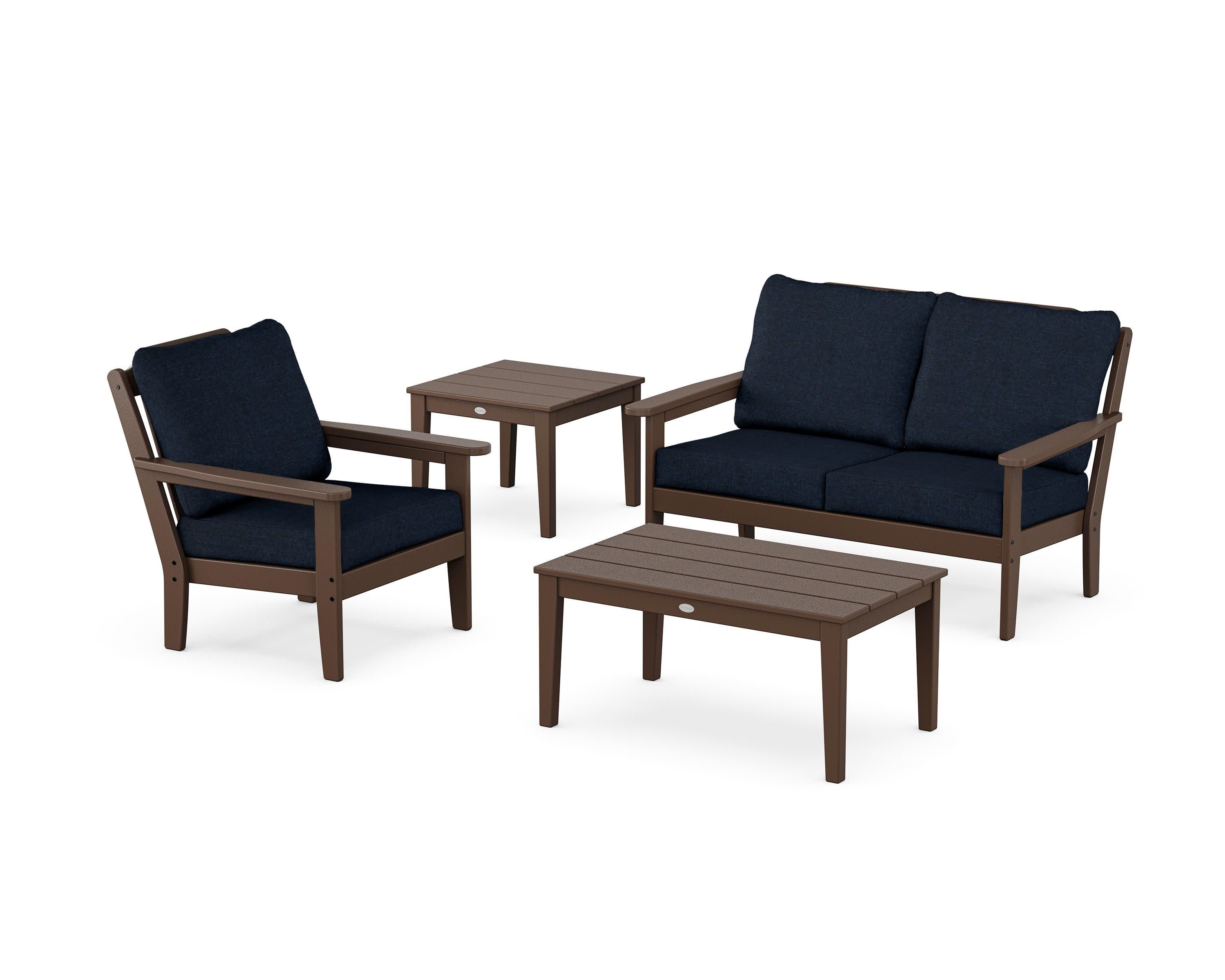 Wovendale 4-Piece Deep Seating Set in Mahogany / Marine Indigo