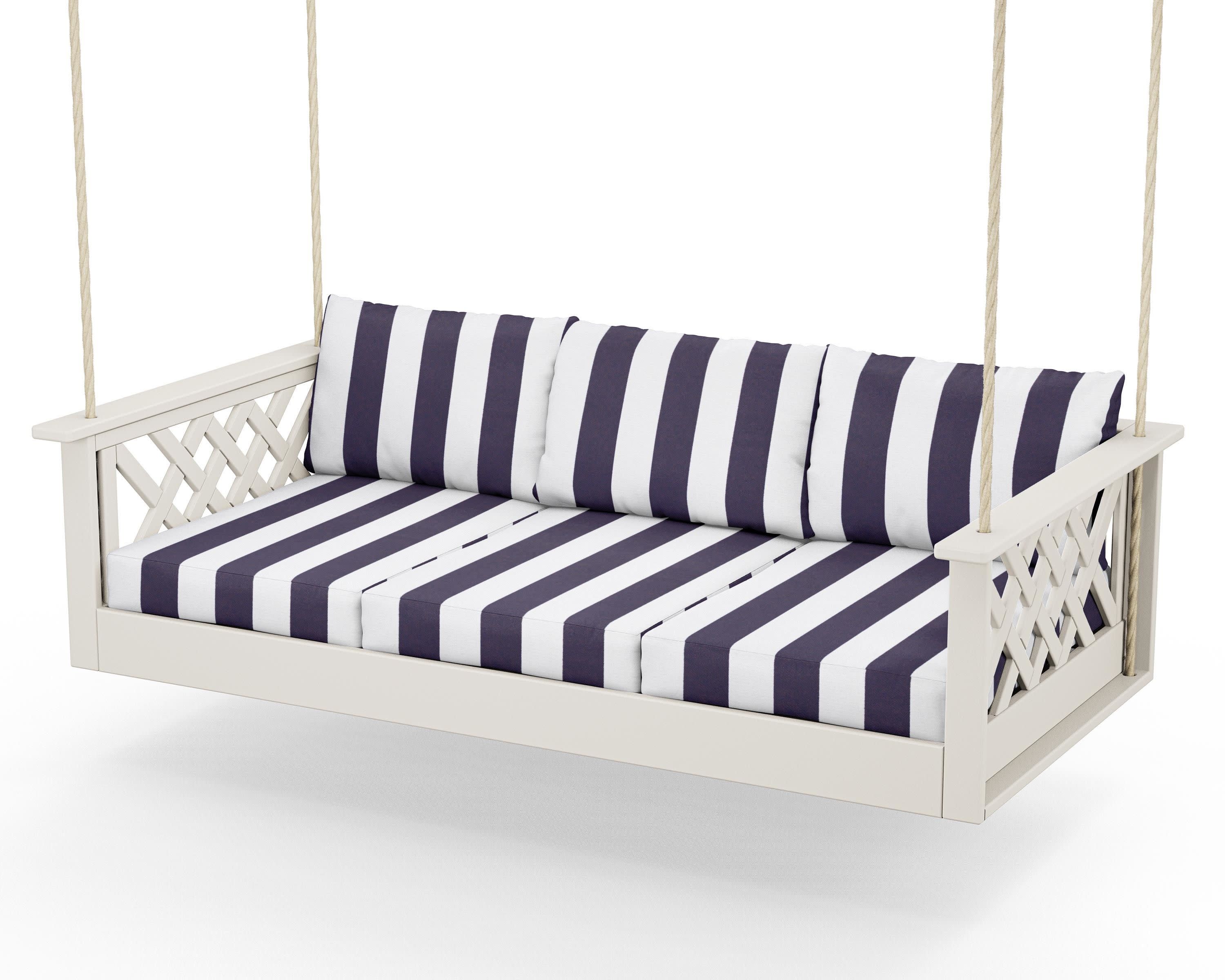 Wovendale Daybed Swing in Sand / Cabana Stripe Navy