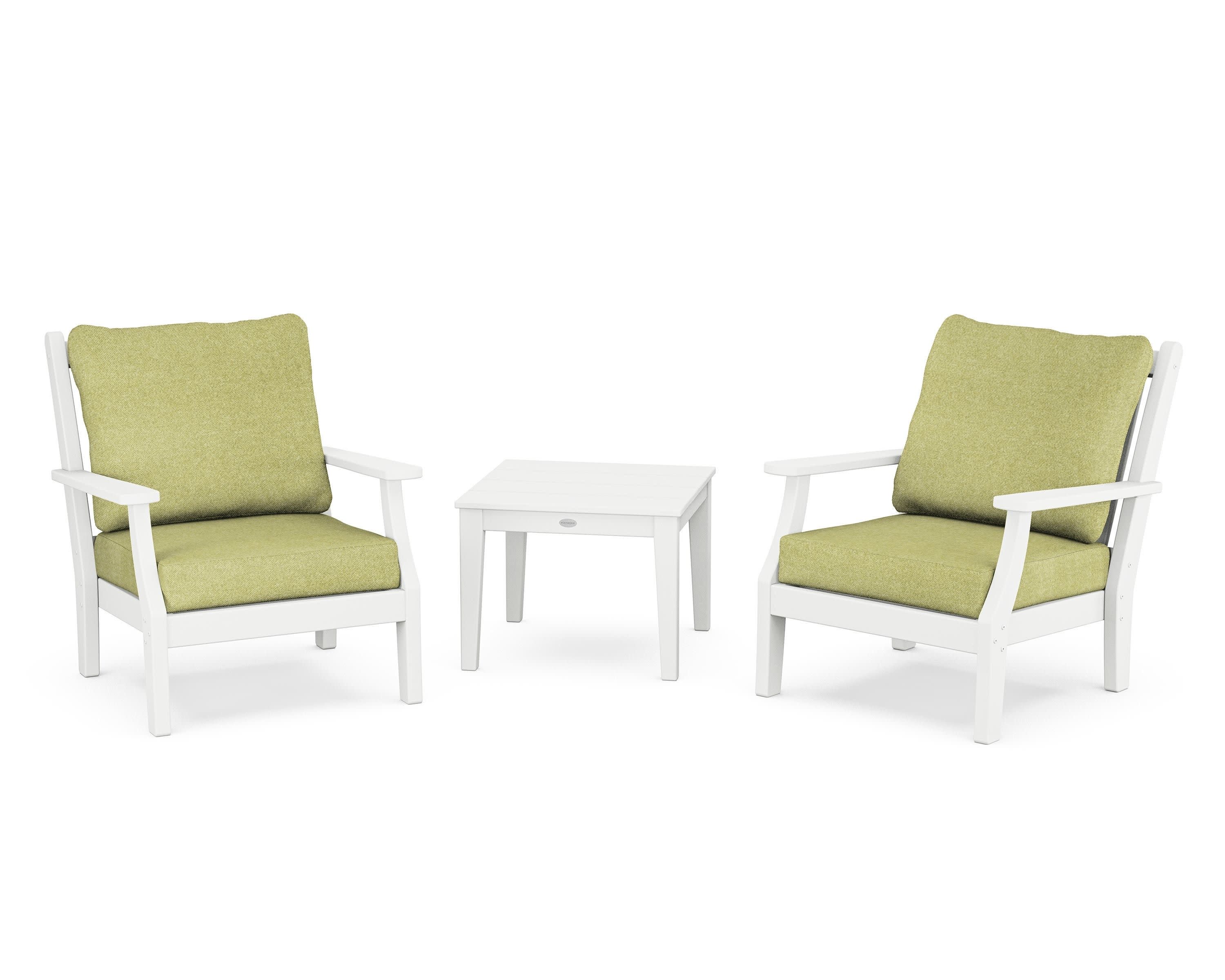 Wovendale 3-Piece Deep Seating Set in White / Chartreuse Boucle