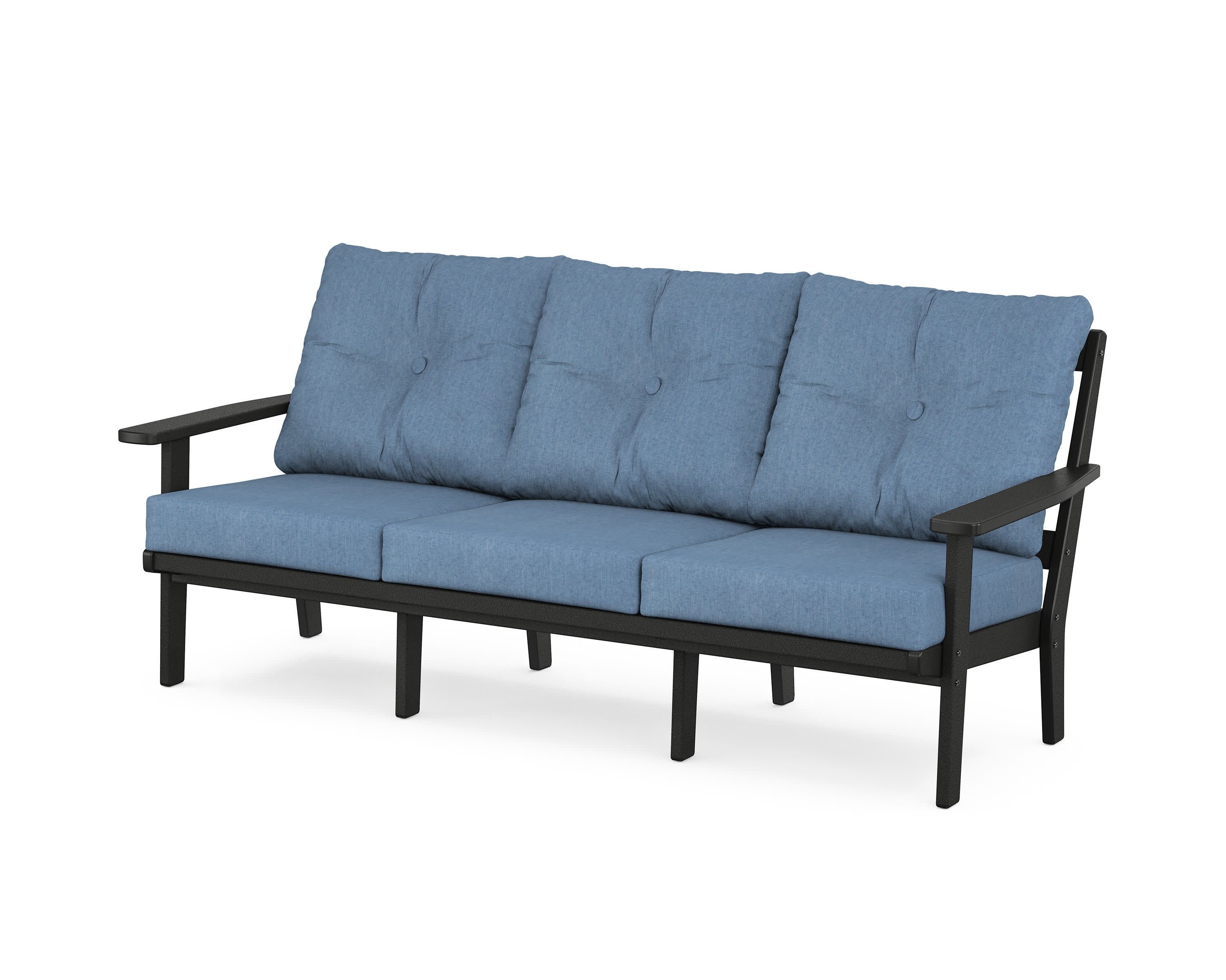 PrairieDeep Seating Sofa in Black / Sky Blue