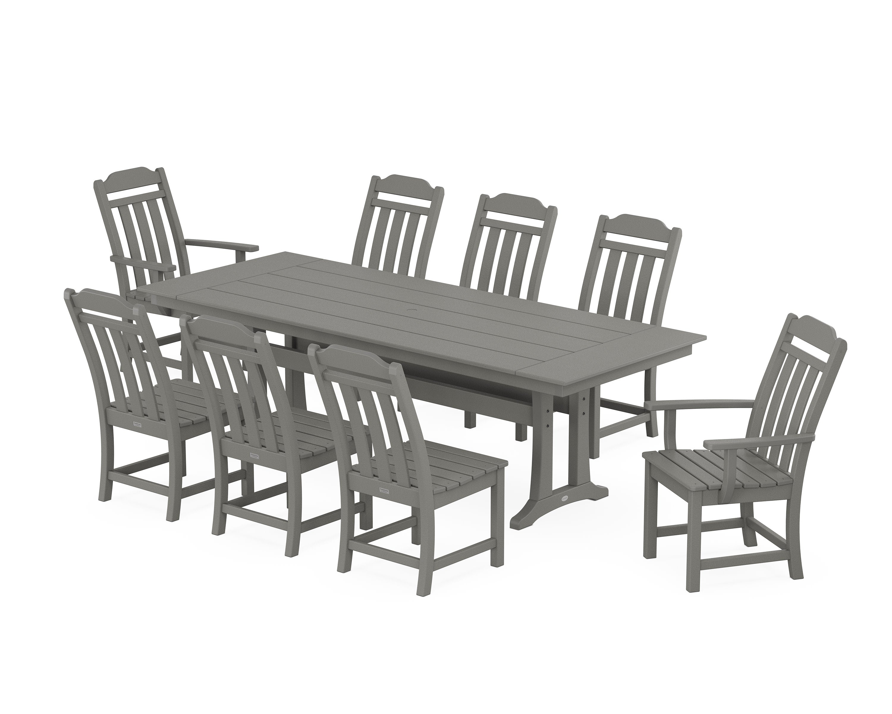 Cottage 9-Piece Farmhouse Dining Set with Trestle Legs in Slate Grey