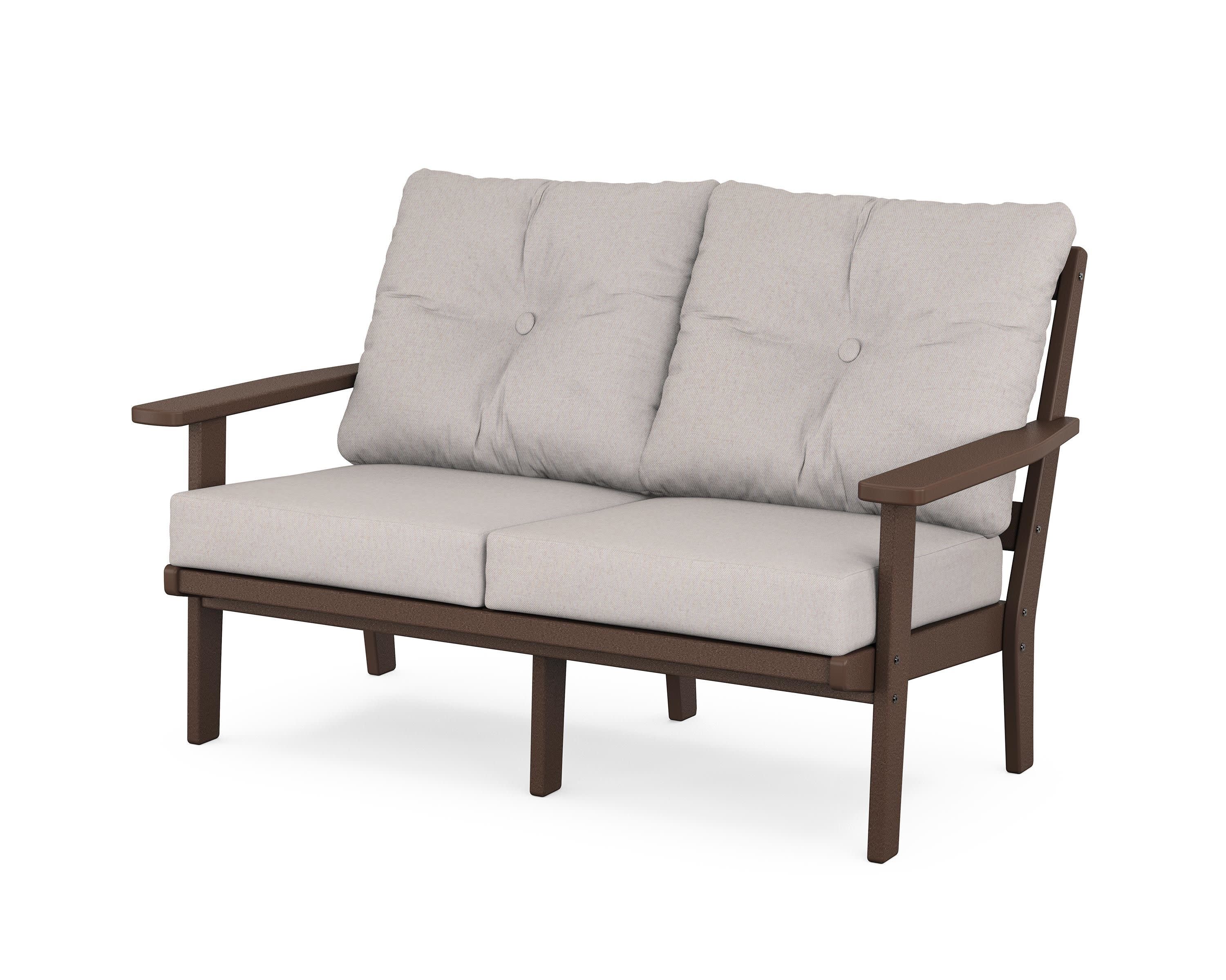 Prairie Deep SeatingLoveseat in Mahogany / Dune Burlap